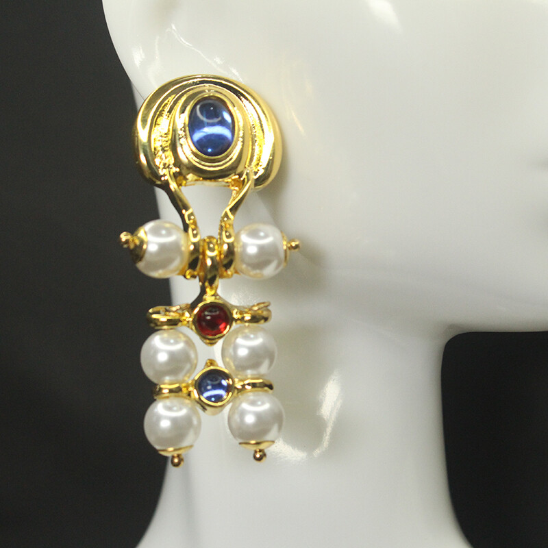 Pearl Earrings Women’s Medieval Vintage Temperament Long Court Style Earrings