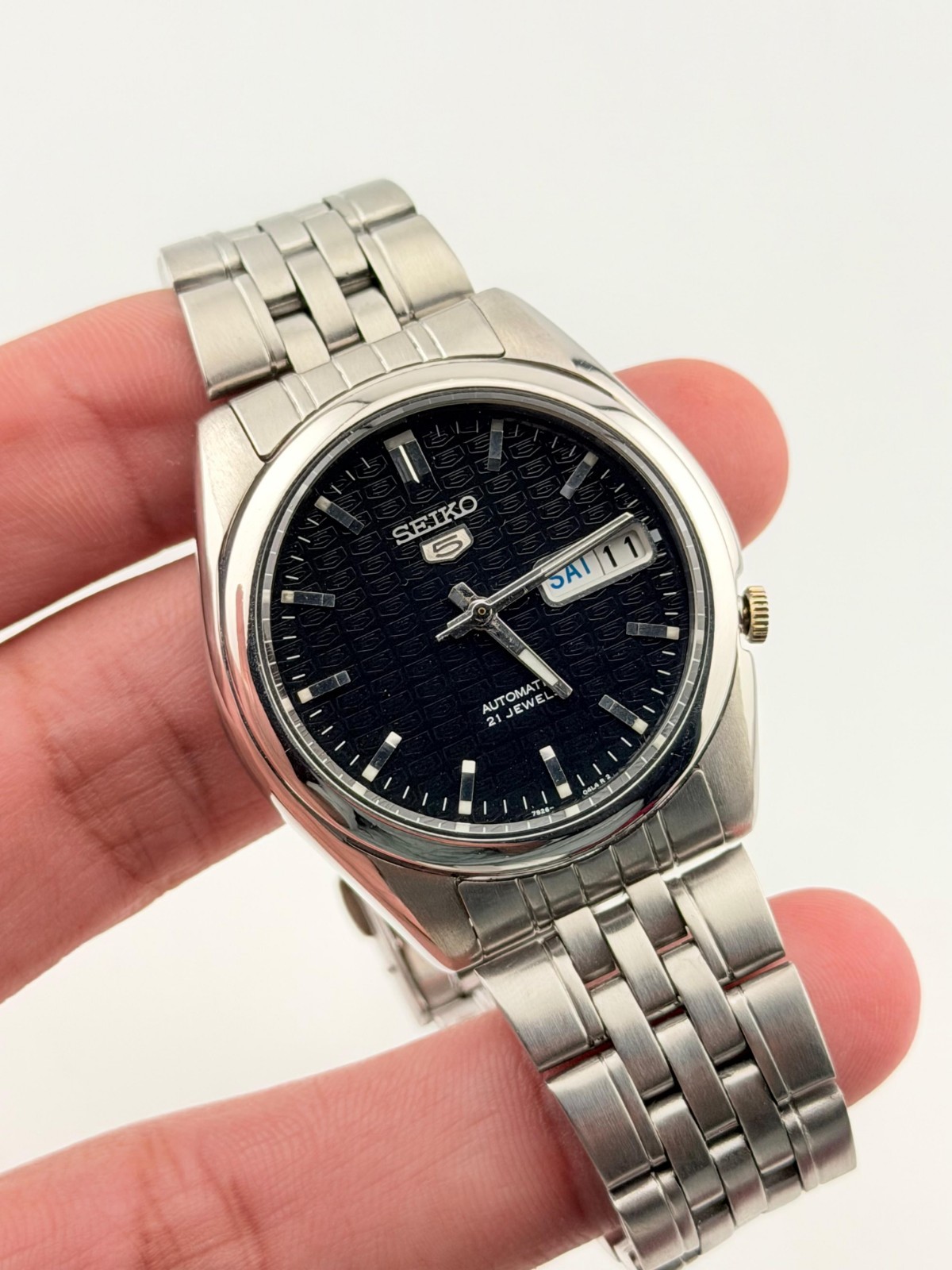 Vintage Seiko 5 Automatic Watch SNK361 Black Dial Men’s Wristwatch 7S26 Movement