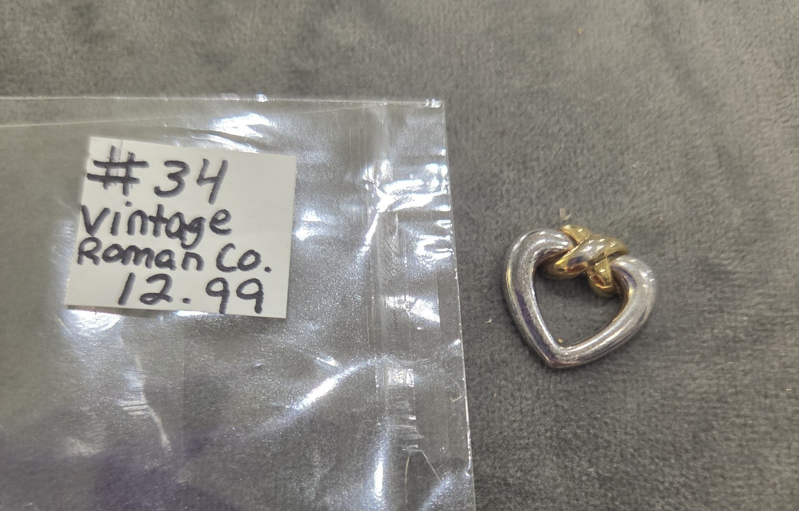 Vintage Roman Company Slide Heart Pendant Estate