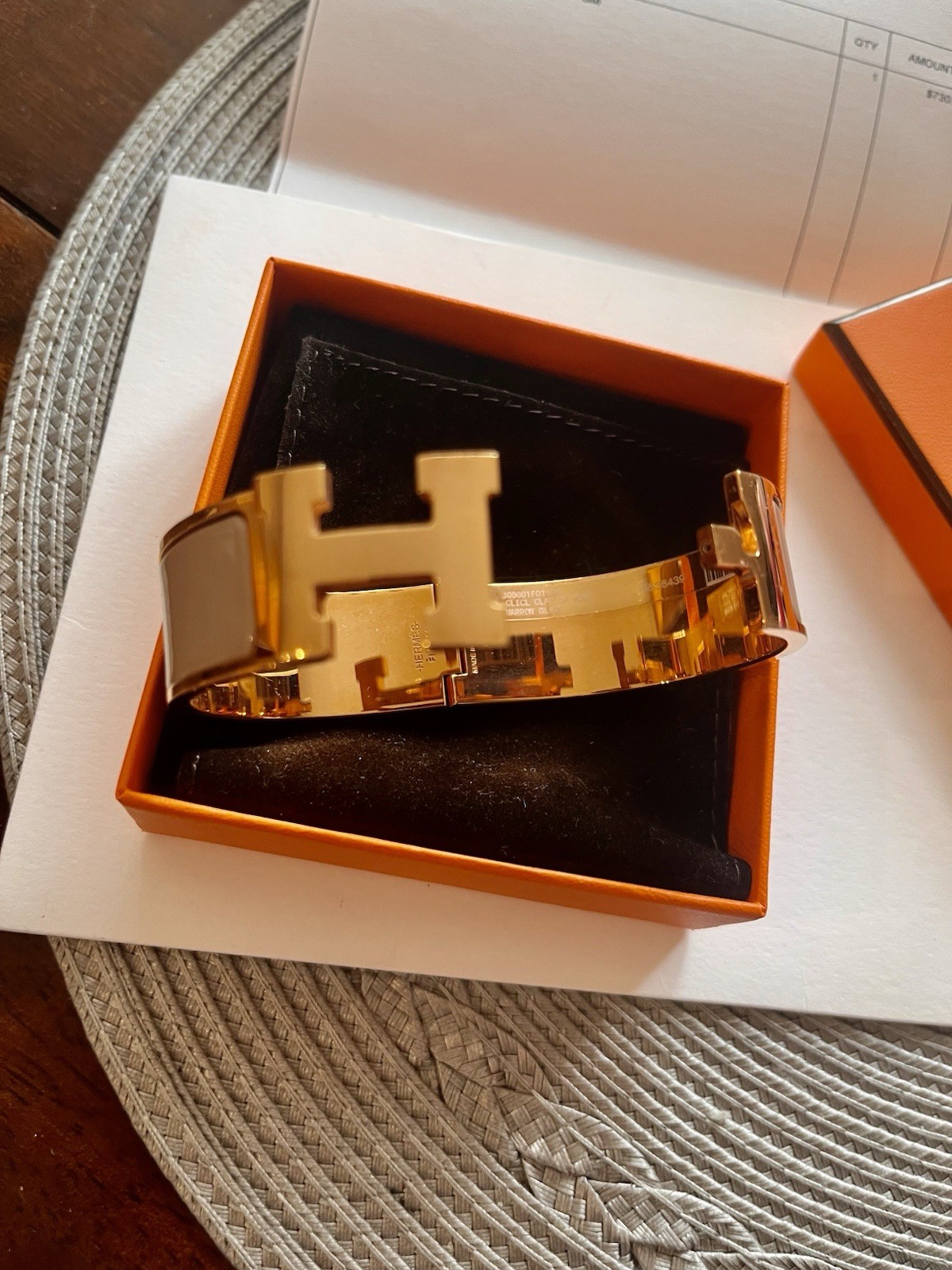 hermes bangle bracelet Clic Clac H Bracelet, Marron Glacé. Side GM/ With Receipt