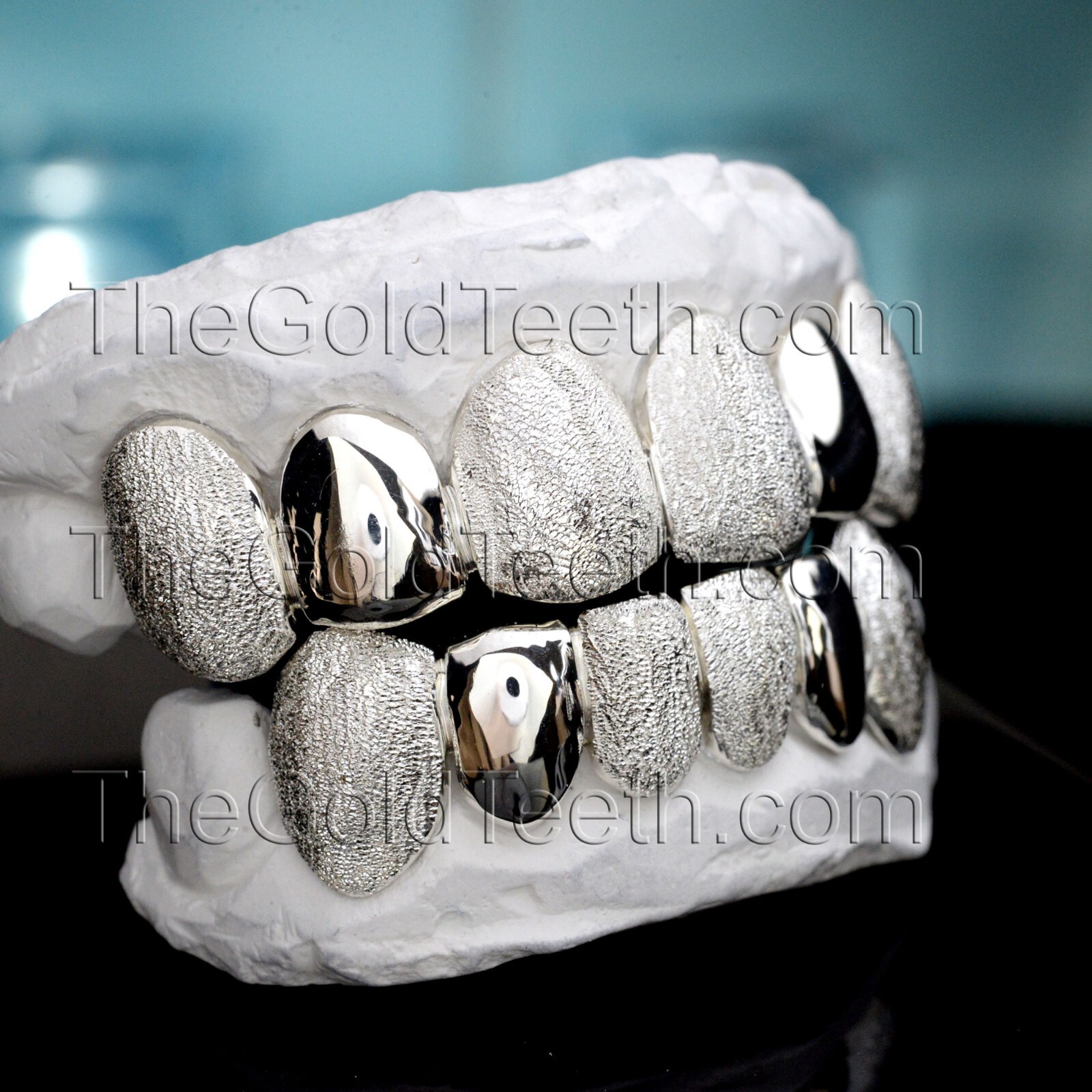 Custom Grillz .925 Sterling Silver Diamond Dust Handmade Real Grill Teeth