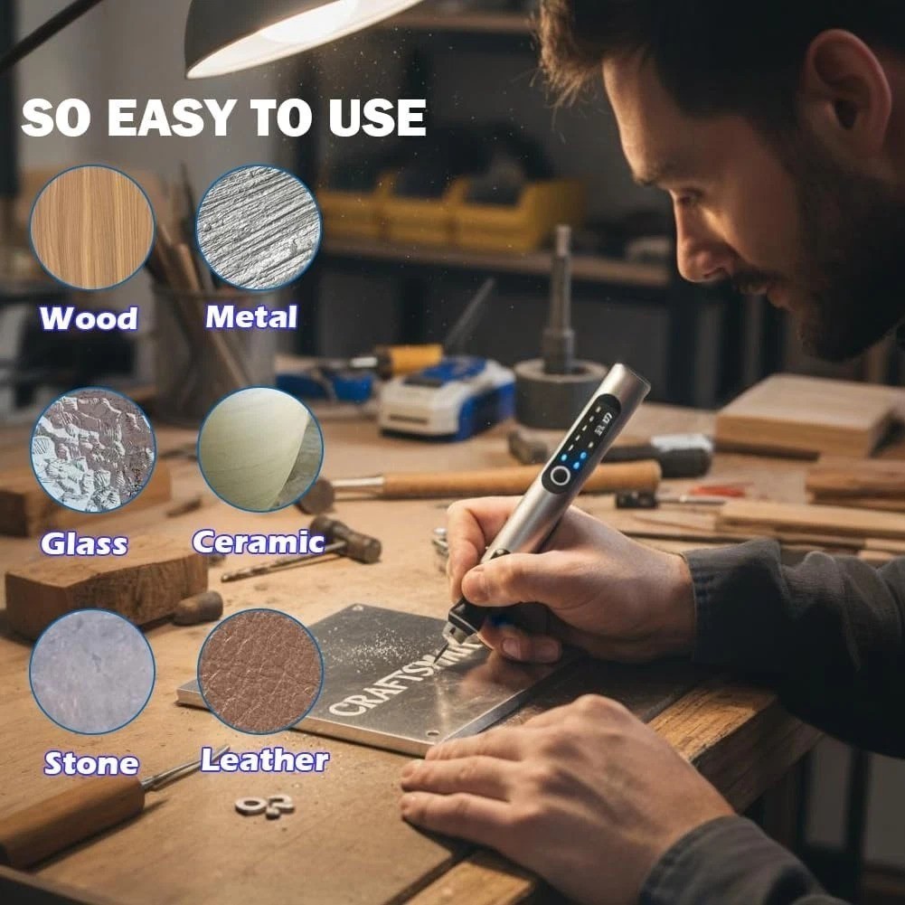 USB Rechargeable Cordless Engraving Pen with 35 Bits for Precision Crafting
