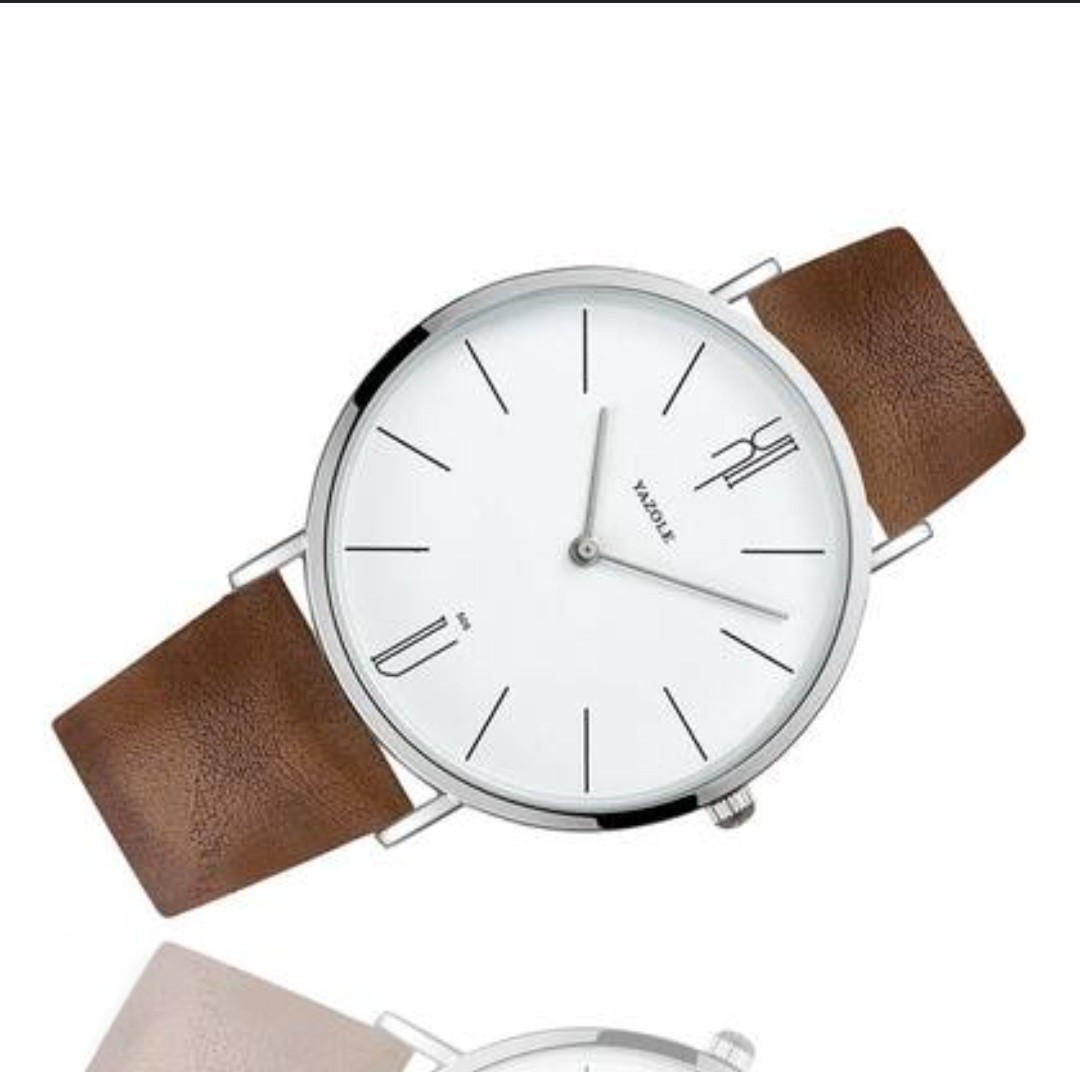 Yazole Watch Quartz Mens Casual Business Style wristwatch With leather band.