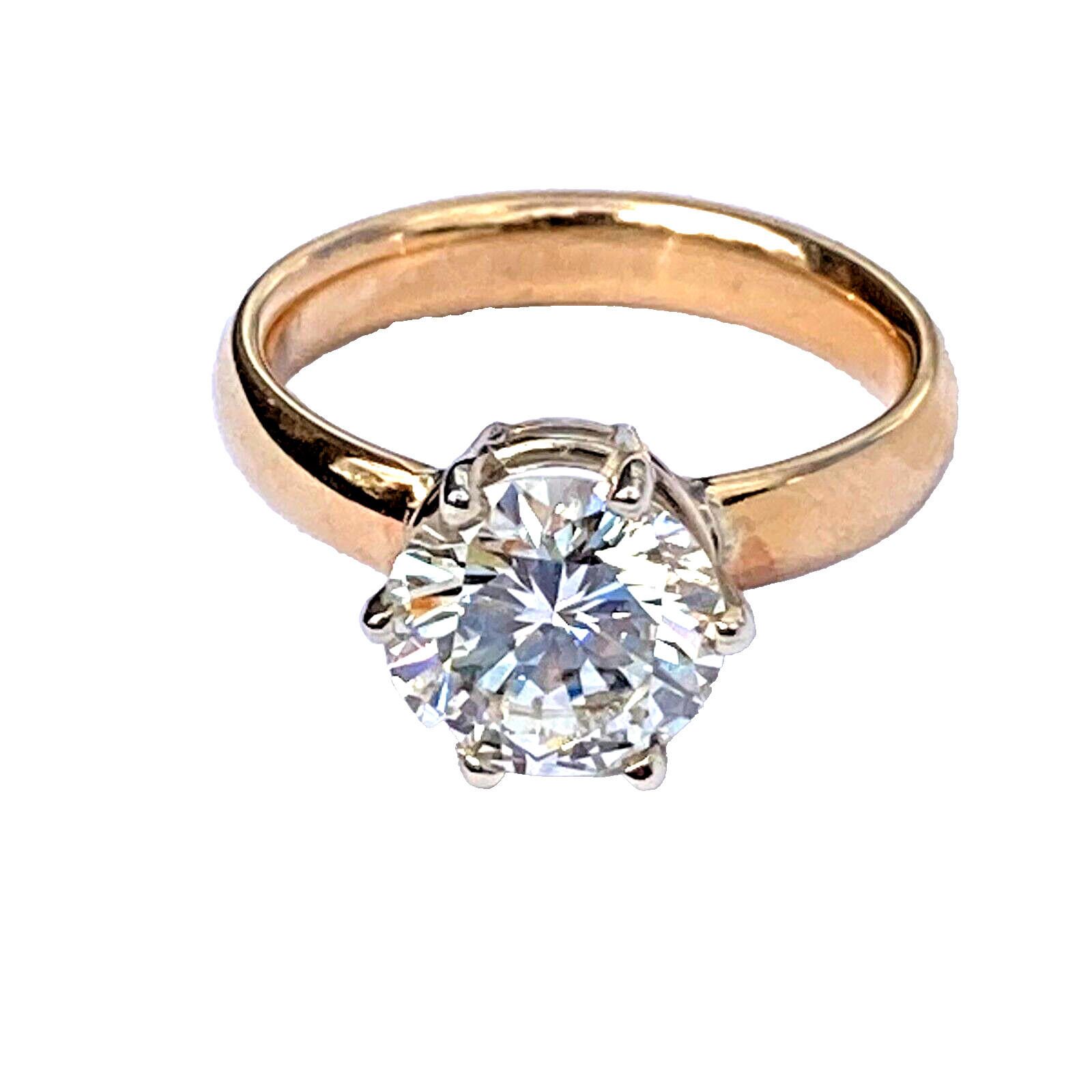 GIA Certified 2.96 Ct. Natural Diamond Vintage 6 prong Solitaire 14k Gold Ring