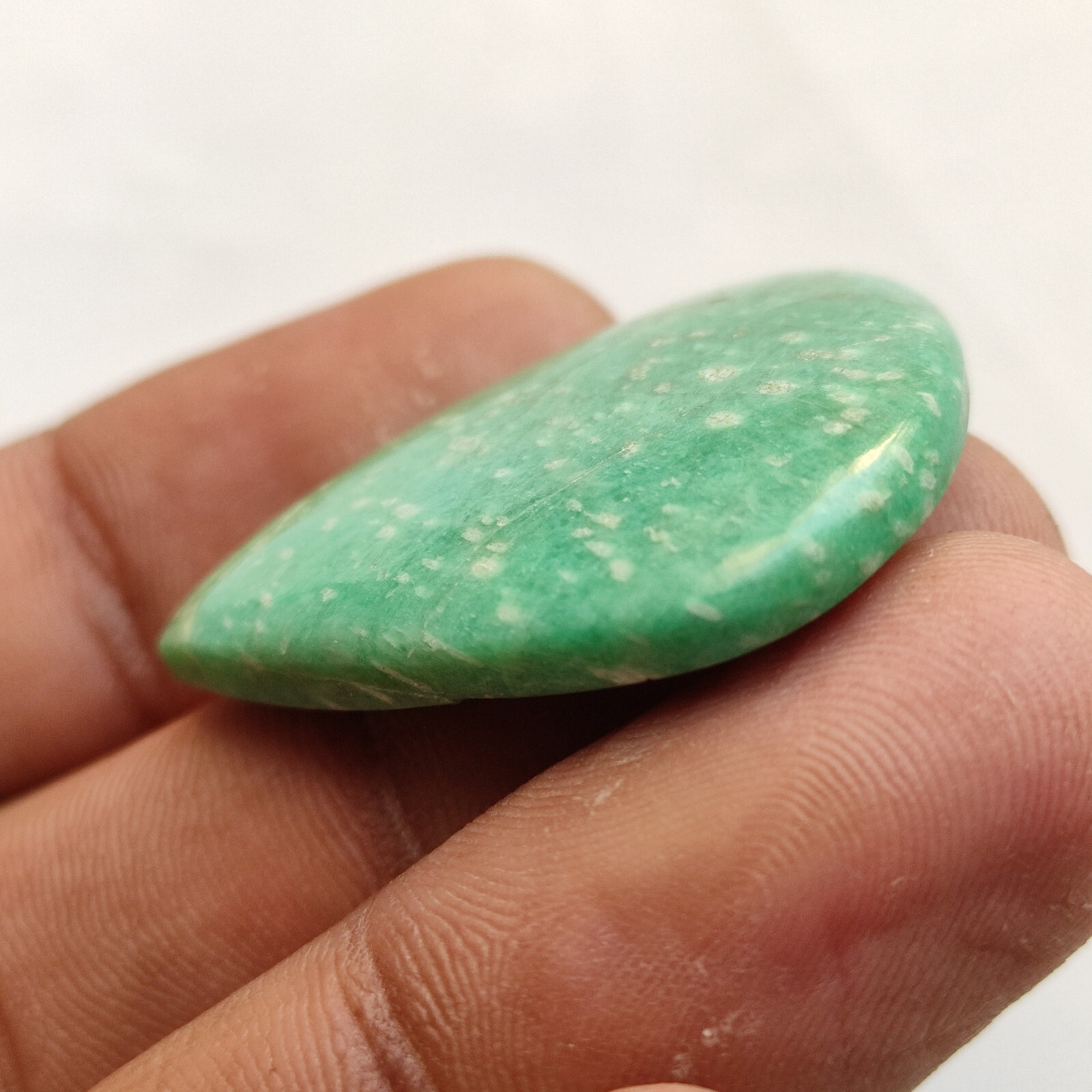 Green white amazonite flatback cabochon Designer amazonite loose gemstone C5273