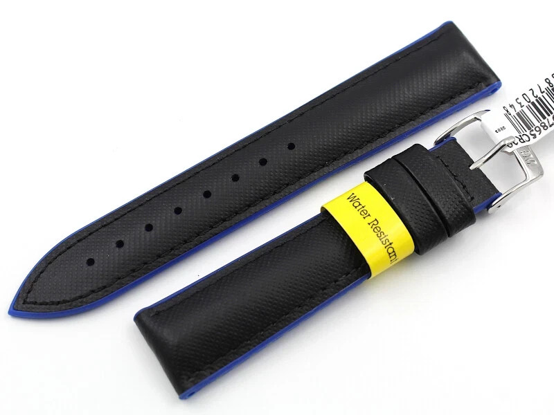 Morellato Waterproof Silicone Strap Black/Blue 22/20mm Steel Buckle New