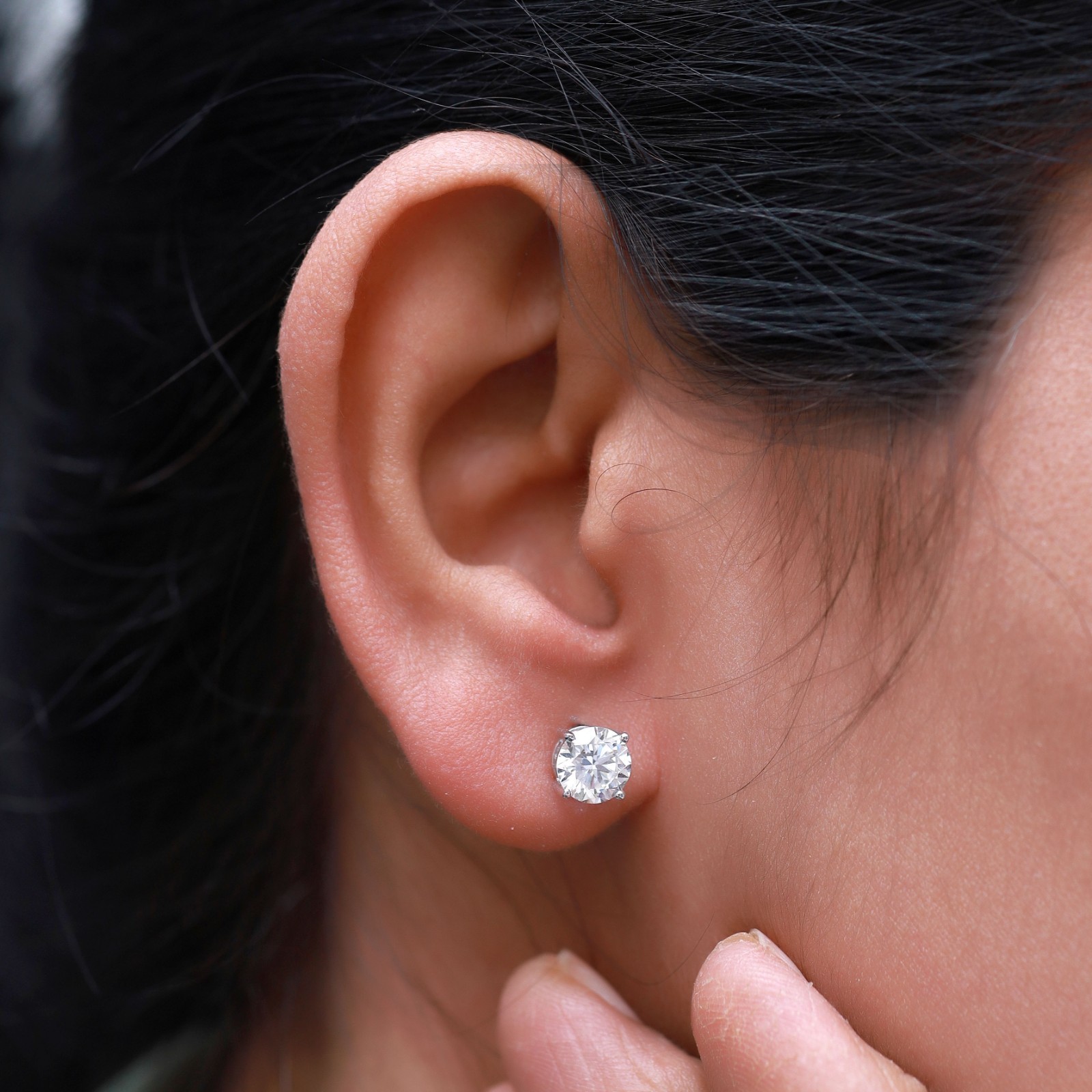 Certified D Color VVS1 Moissanite Solitaire Stud Earrings Screwback