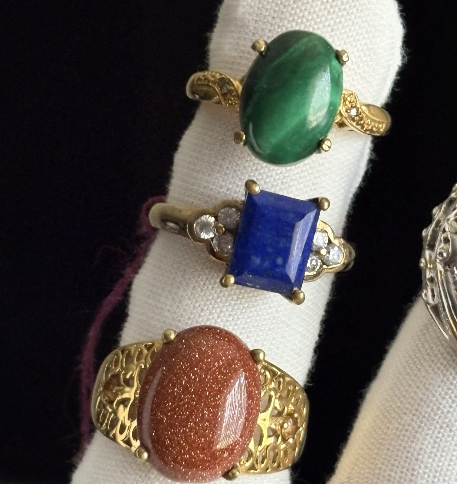 KARIS STS Ring Lot Assorted Gemstones 6 Rings Gold Bond & Platinum Bond STUNNING