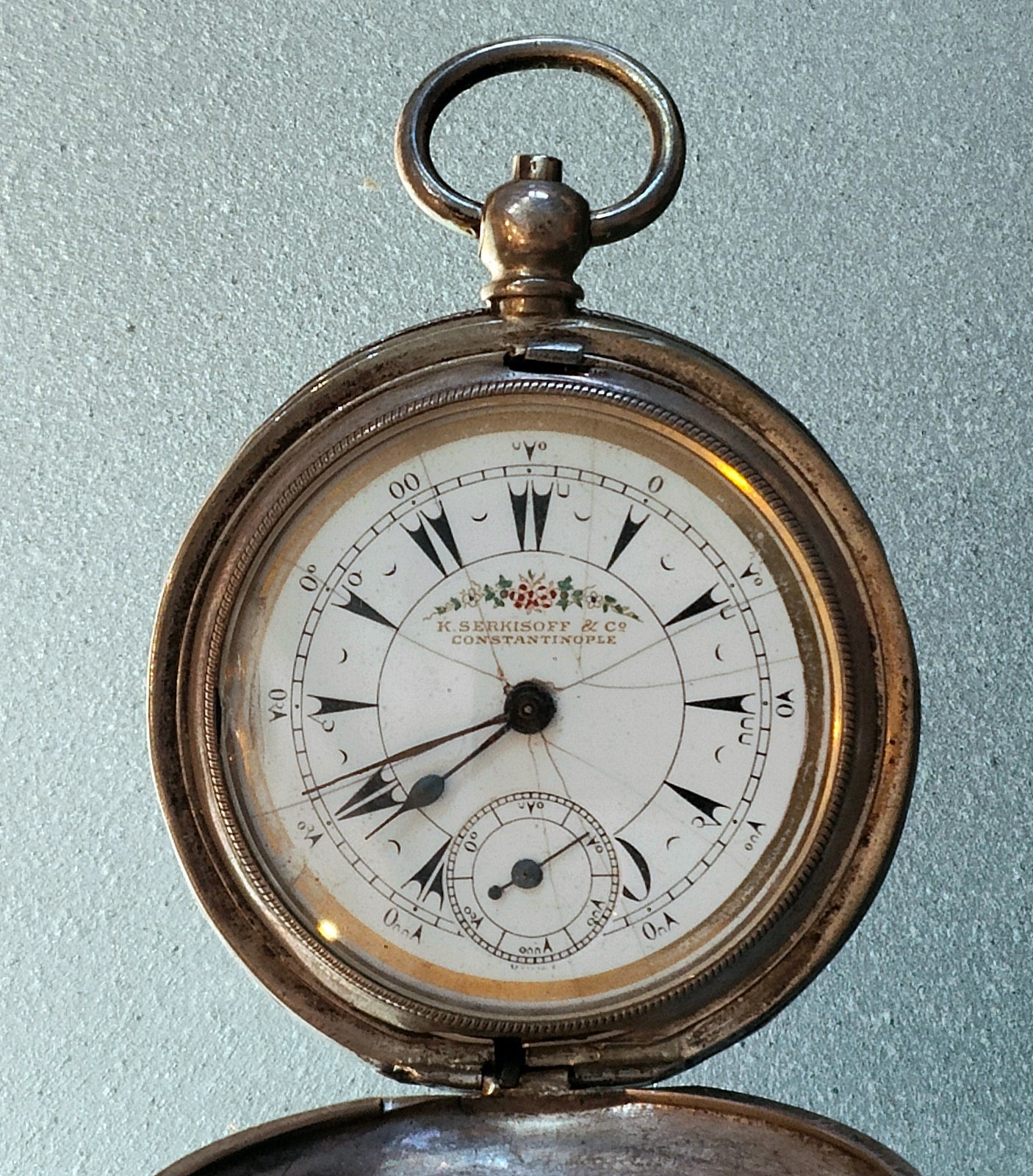 SERKISOFF CONSTANTINOPLE POCKET WATCH DIAMETER 5 CM LATE 800 SILVER