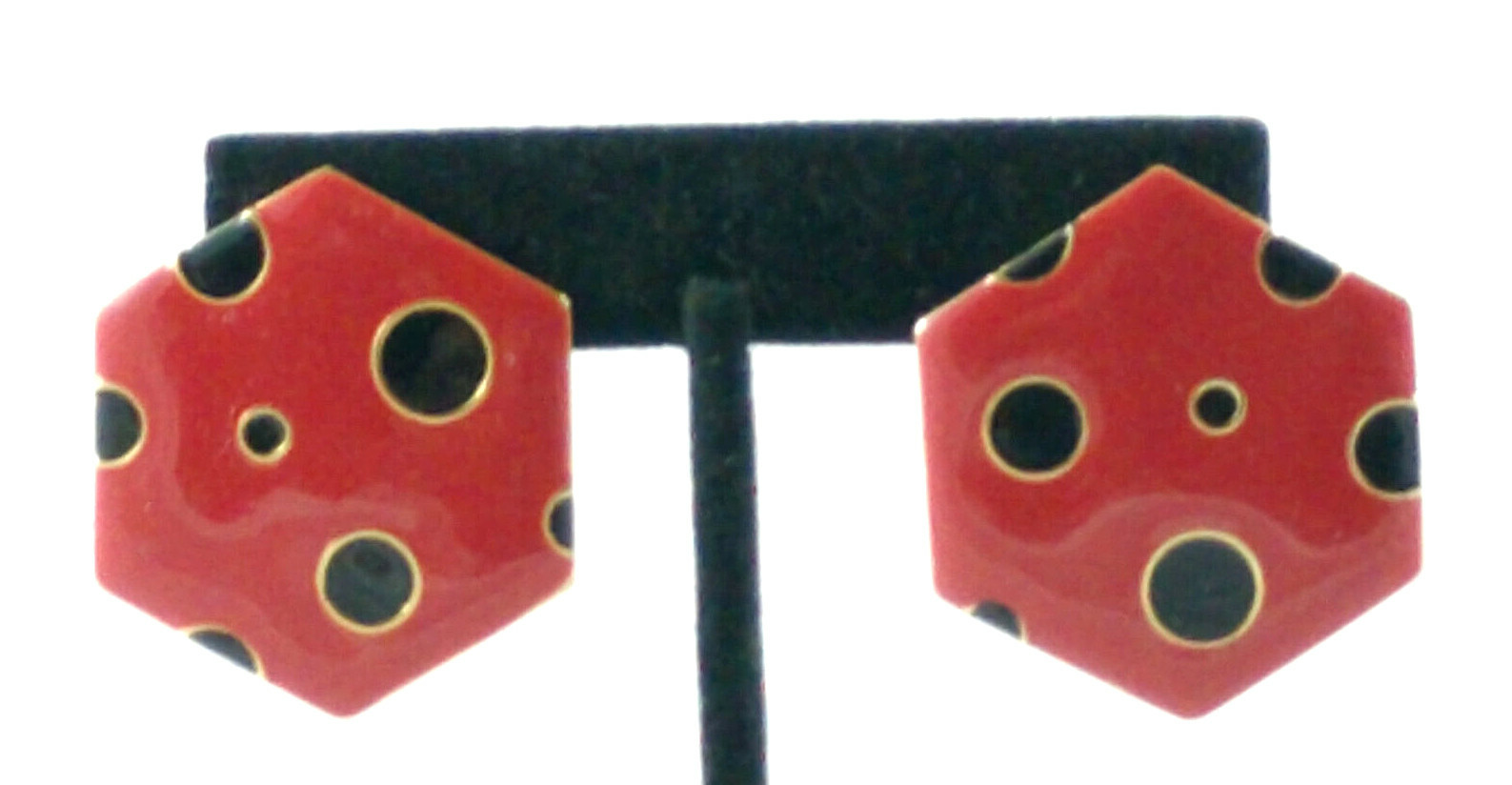 Retro / Vintage 1980’s Hot Pink, Gold and Black Oversized Pierced Earrings