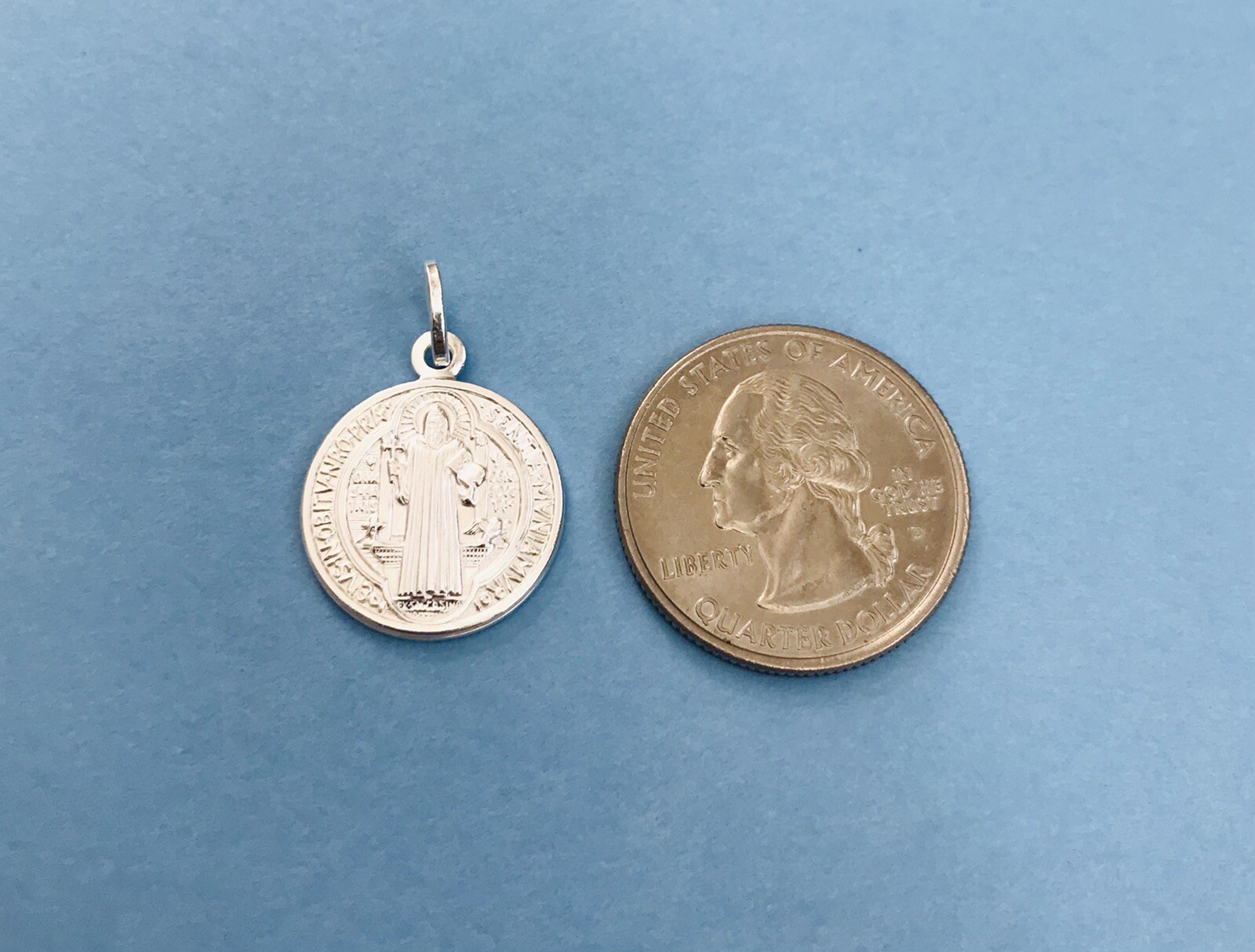 925 Silver Saint Benedict 18mm Pendant Or Necklace Good Luck ,Protection-P158