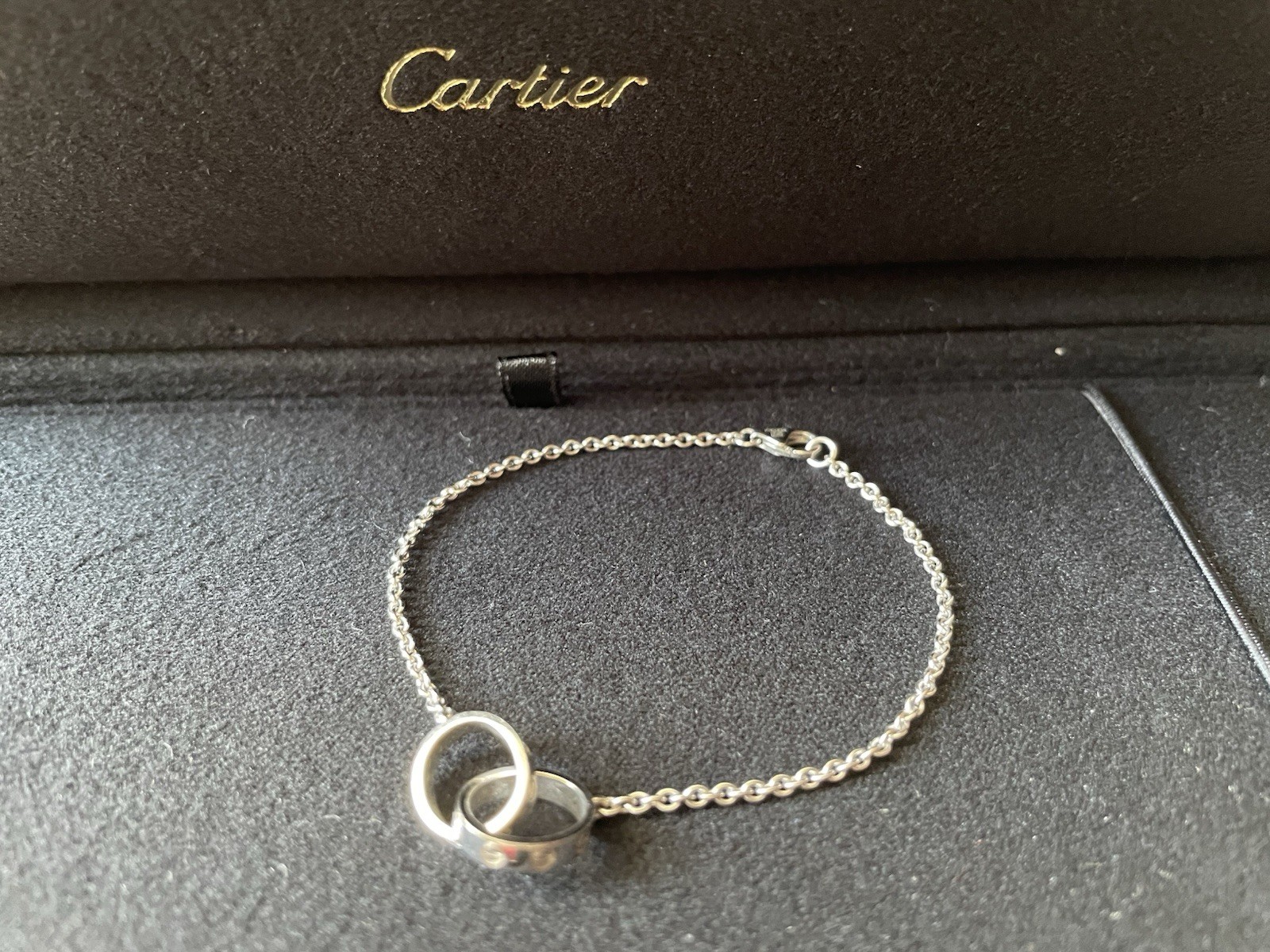 CARTIER LOVE, on Chain Bracelet K18 White Gold, w Certificate & Original Boxes