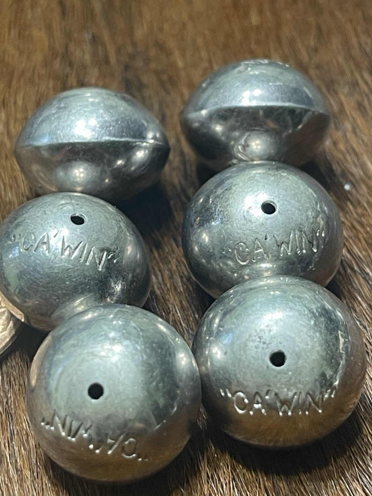 Six Jimmy Calabazas Ca’Win Kewa Pueblo Loose Beads Pearls Signed 925 Silver