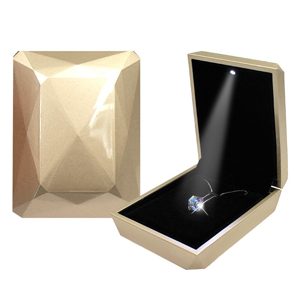 1/5/10x Necklace Pendant Box with LED Jewelry Storage Display Case for Wedding