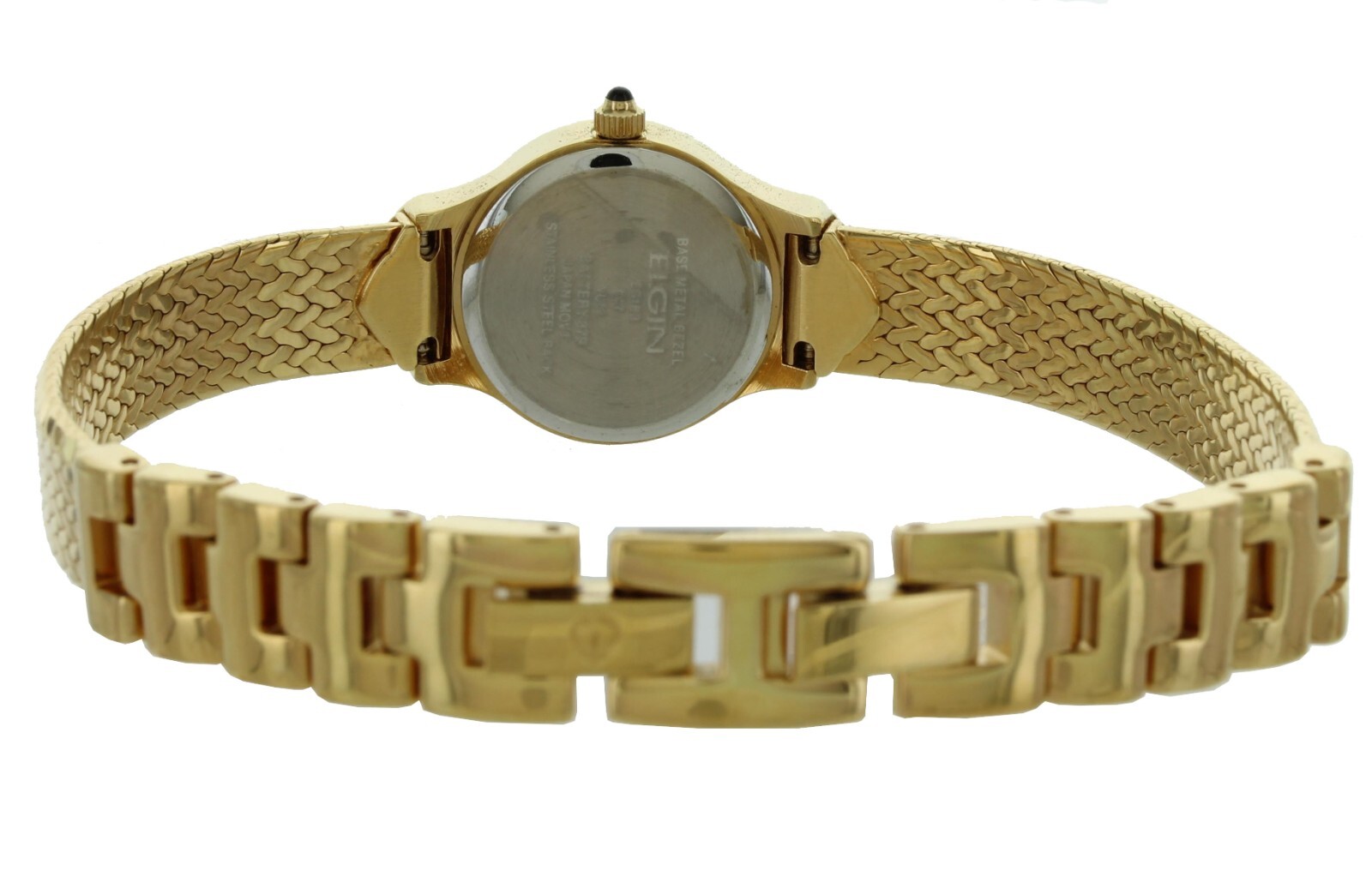 VINTAGE AWOMEN’S ELGIN ANALOG DRESS WATCH GOLD TONE TEXTURED BAND EG183