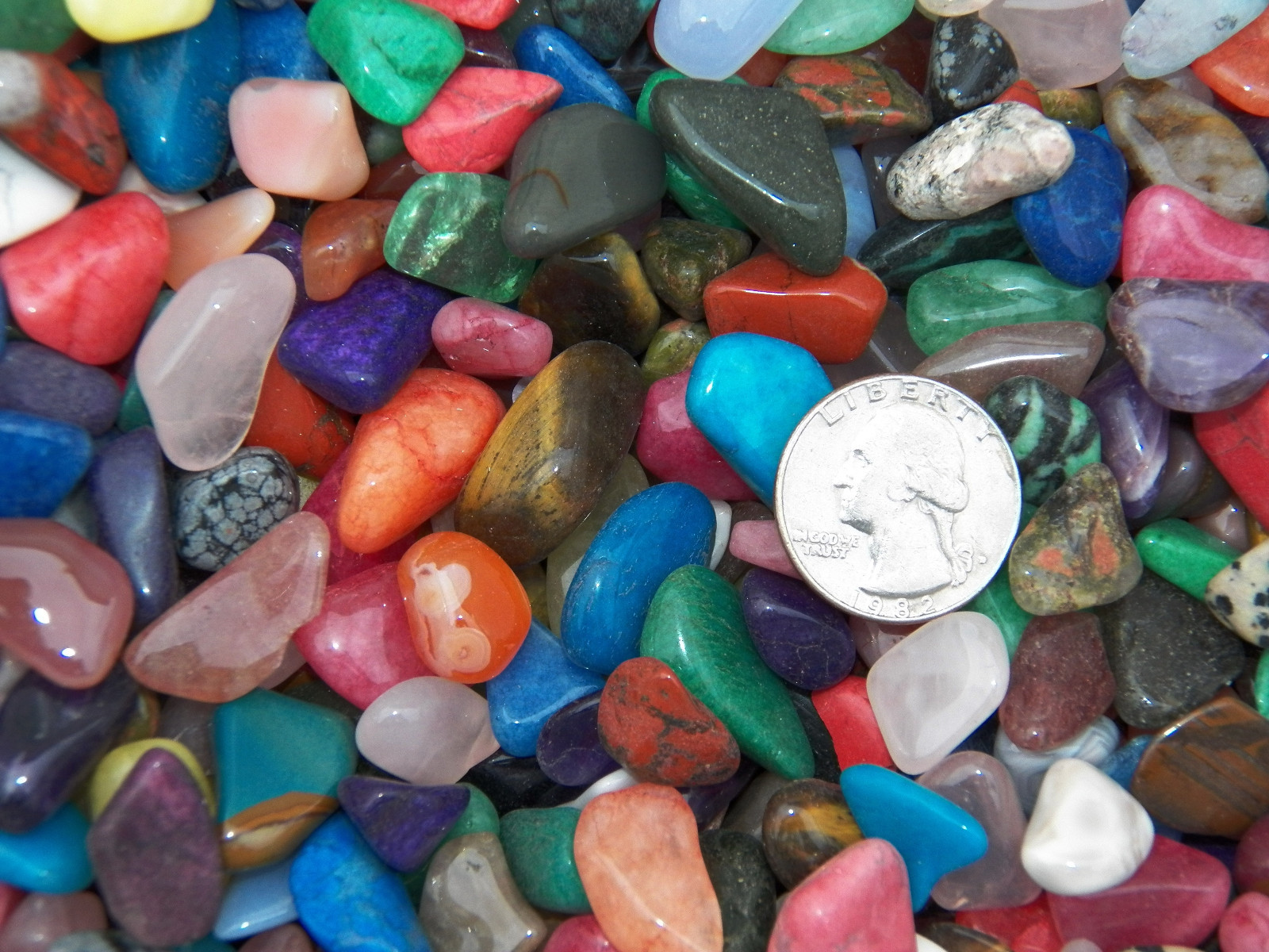 3000 Carat Lots of Size #3 Tumbled Polished Gemstones + A FREE Faceted Gemstone