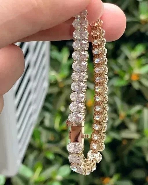 20Ct Oval Cut Lab Created Diamond Women’s Tennis Bracelet 14k Yellow Gold Plated