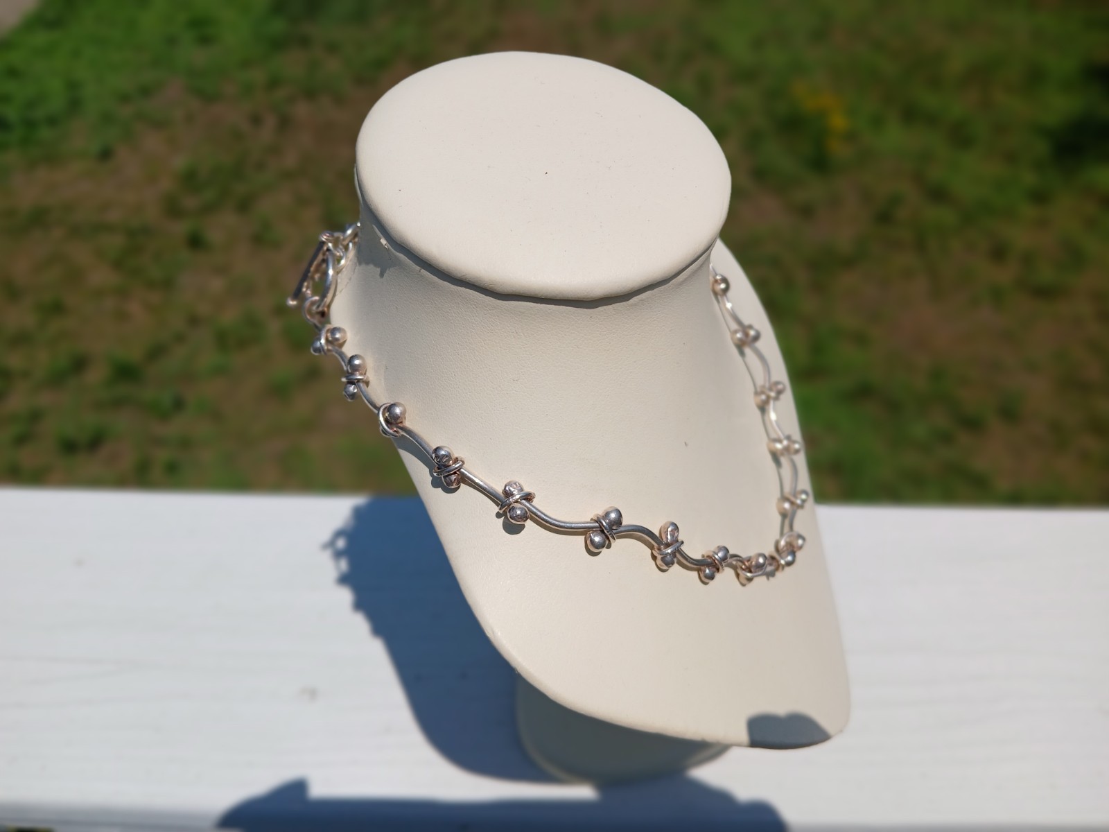 Taxco Sterling Silver Peppercorn DNA Spratling-style Necklace Vintage 16in