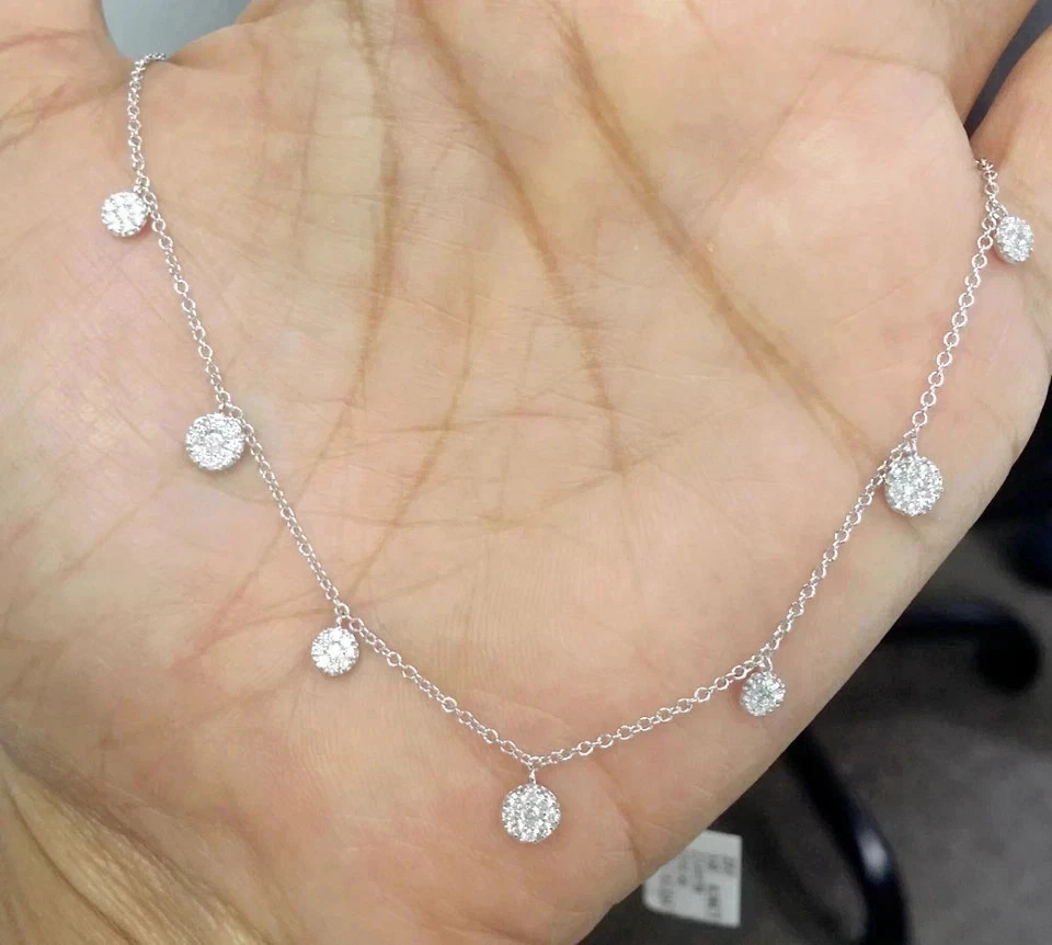 3Ct Round Cut Lab Created Diamond Women’s Chain Necklace 14K White Gold Plated