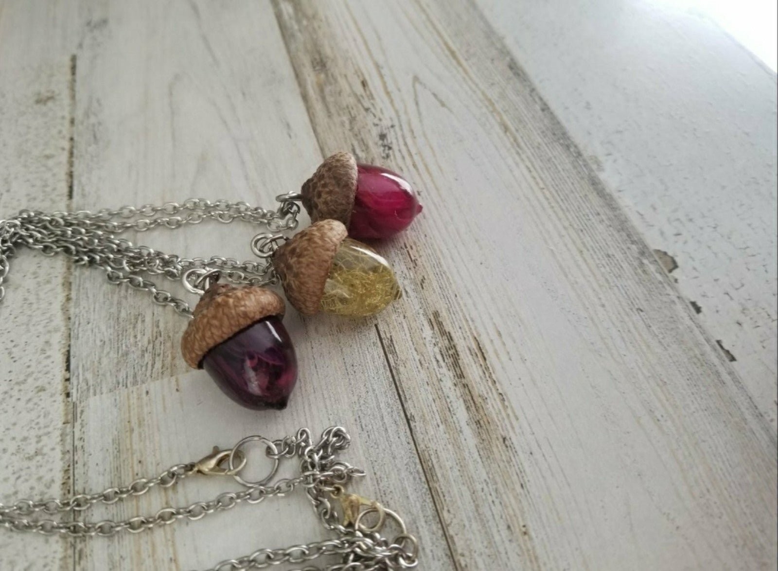 Acorn necklace nature plant boho hippie jewelry tree love gift moss cute flower