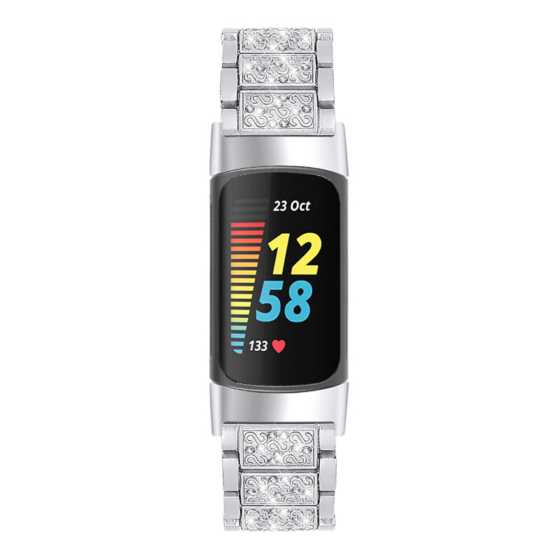 For Fitbit Charge 5 6 Replacement Wrist Strap bling Crystal metal Watch Band