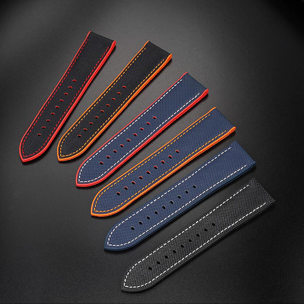 Nylon Fiber Silicone Rubber Bracelet Watch Band Strap Deployment Clasp Buckle