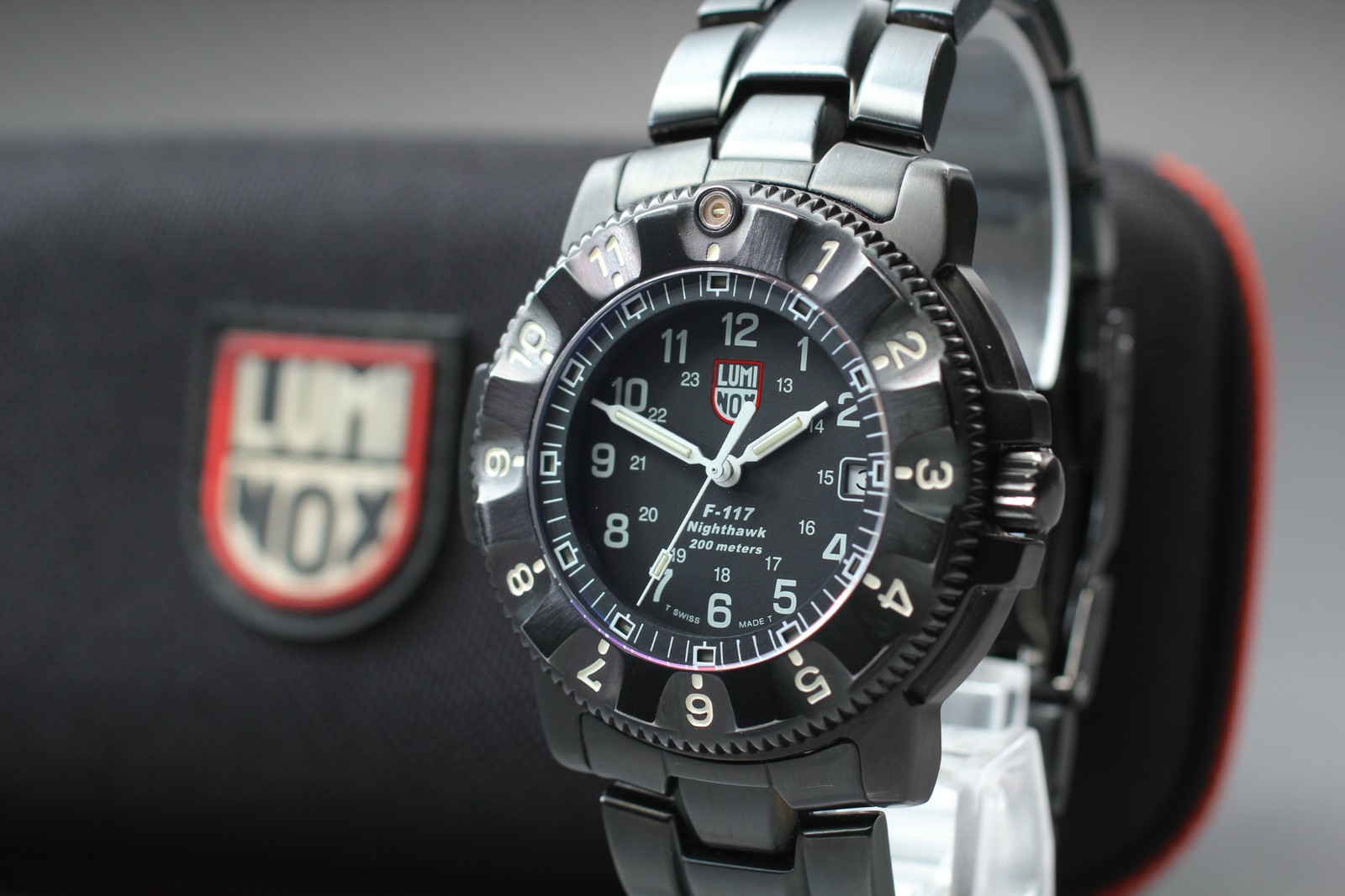 [N MINT w/ Case] Luminox USAF F-117 Nighthawk 3400 Quartz 45mm Date Men’s Watch