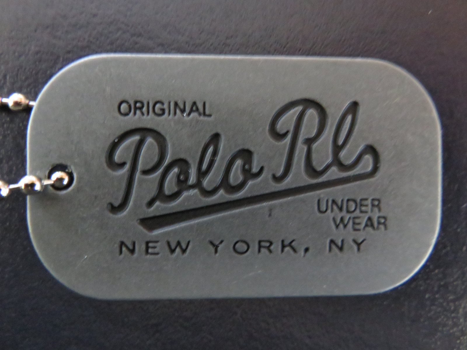 Polo RALPH LAUREN POLO RL New York Metal Gunmetal Dog Tag NEW