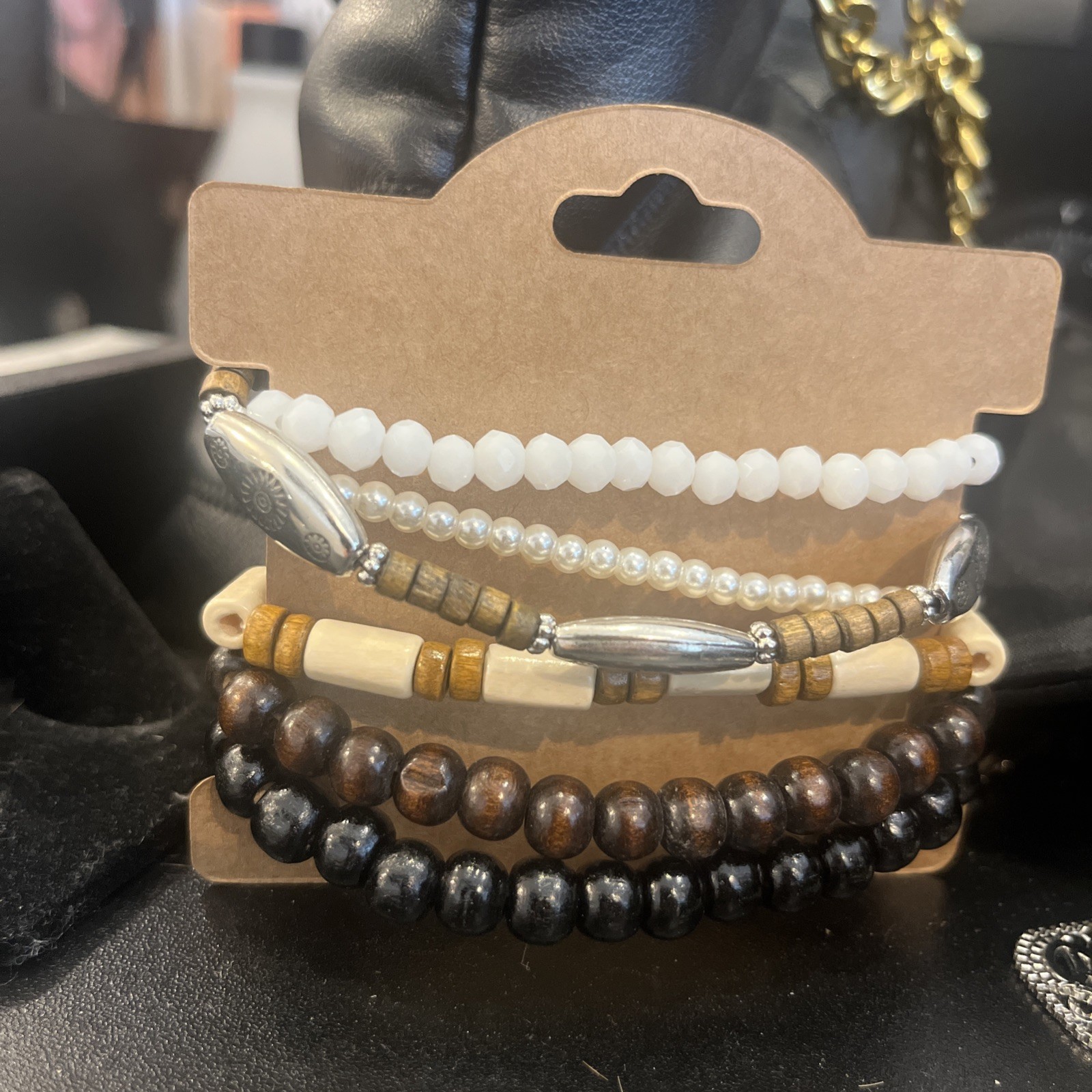 5 Piece Boho Bracelet Set Coconut Shell & Wood Bead Stretch 7” Unisex – Trendy🔥