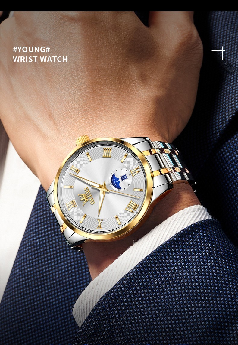 OLEVS Japan Movement Luxury Classics Male Gift Rhinestone Quartz Wristwatch 3638