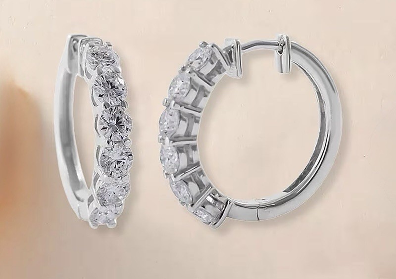 1.90 Carats Moissanite Hoop Earrings In Platinum Over Sterling Silver
