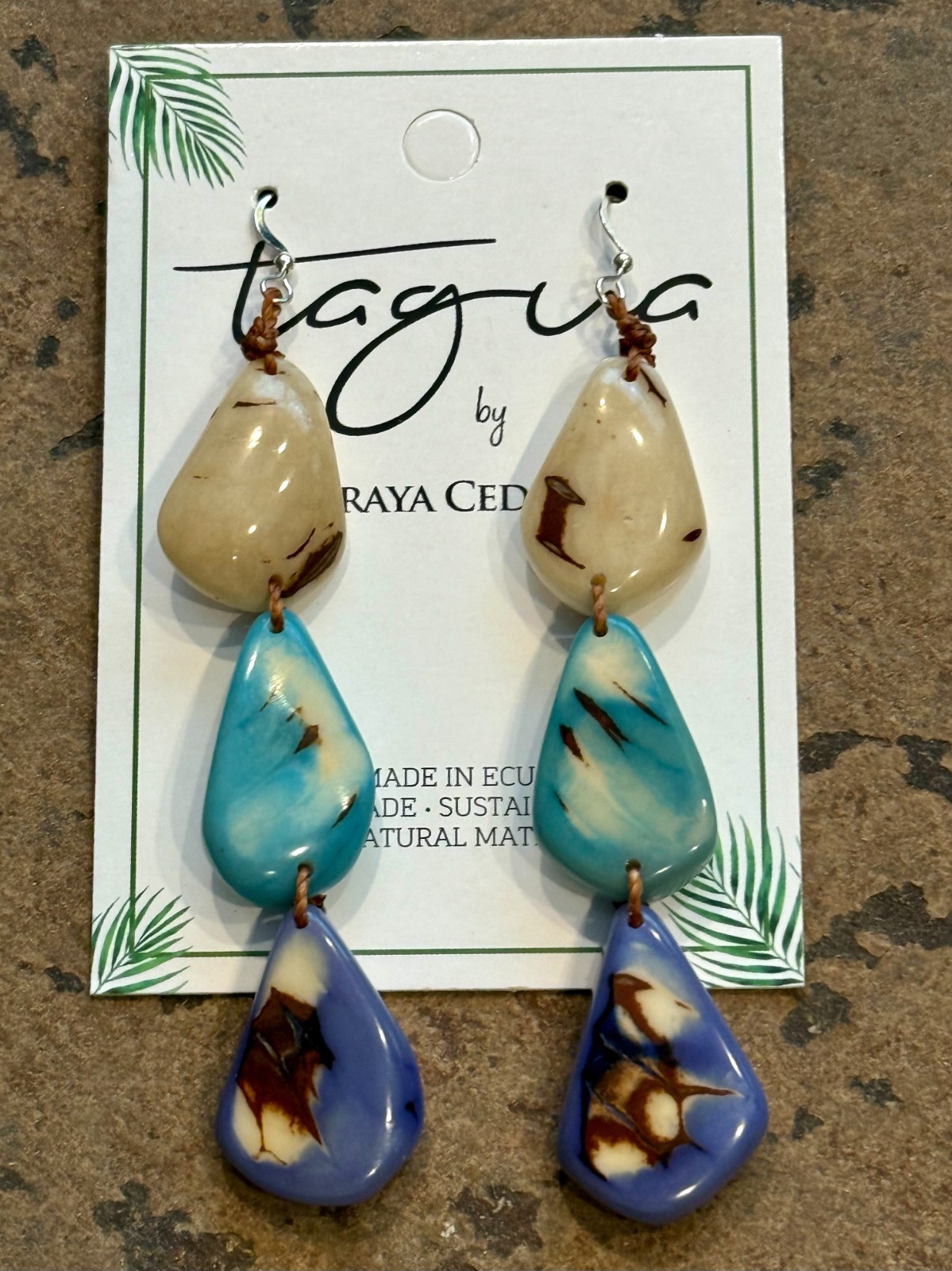 TAGUA NUT “LYS” EARRINGS ORGANIC ARTISAN HANDMADE BOHO STATEMENT JEWELRY NEW #2