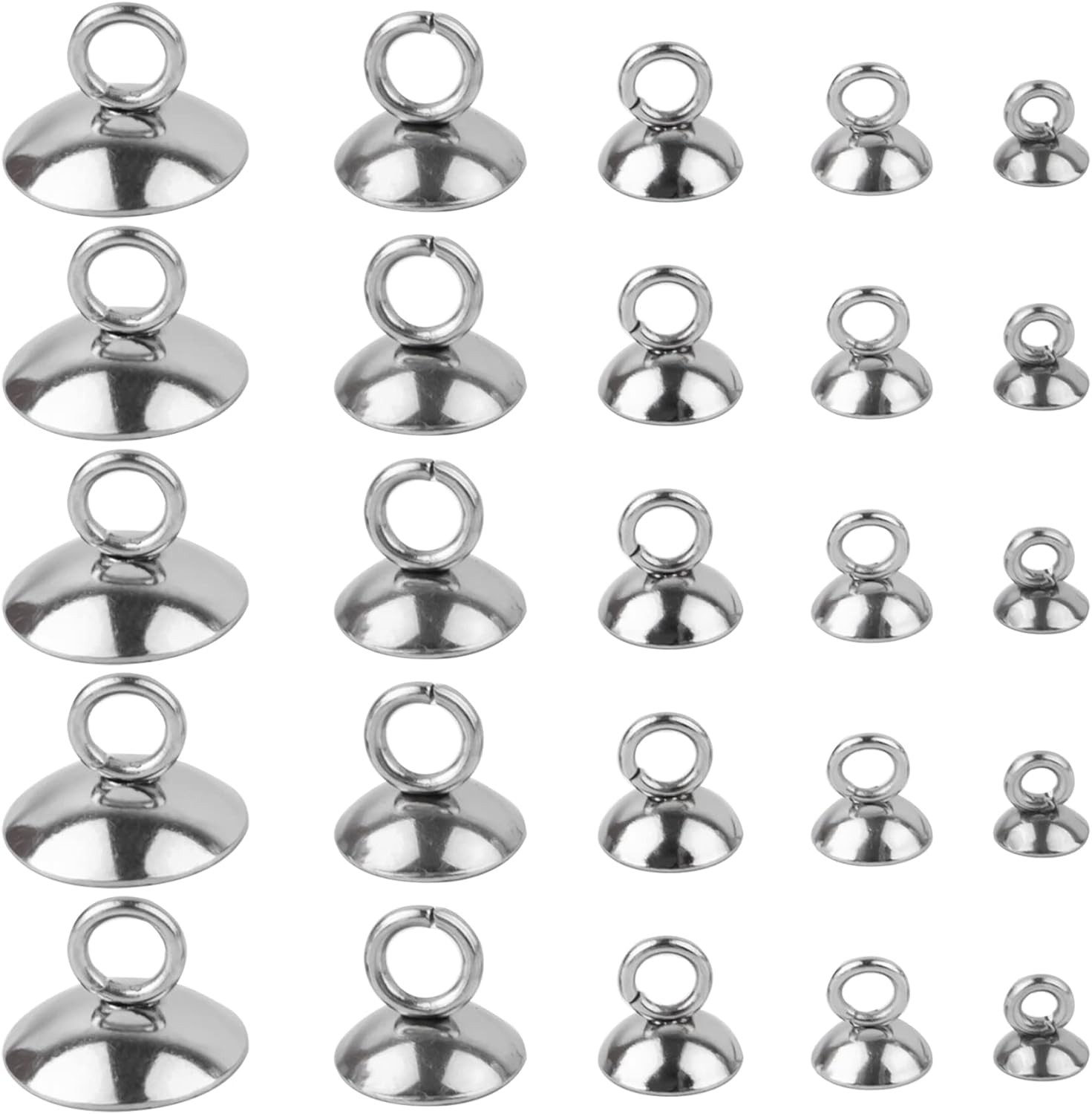 Framendino, 100 Pack 304 Stainless Stee Bead Cap Pendant 100 Pack, Silver