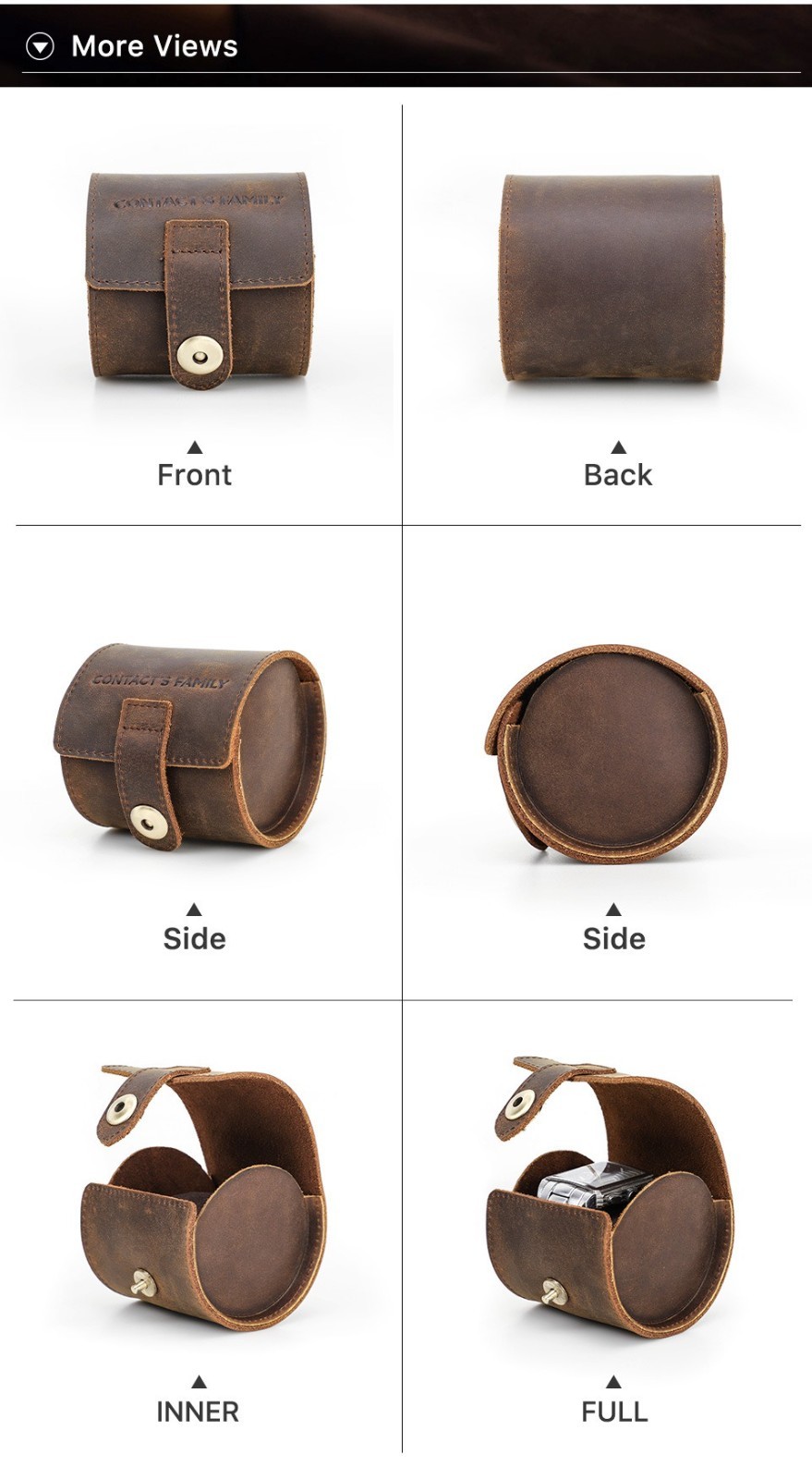Genuine Leather Single Watch Travel Case Watch Roll Storage Pouch Gift Box Men