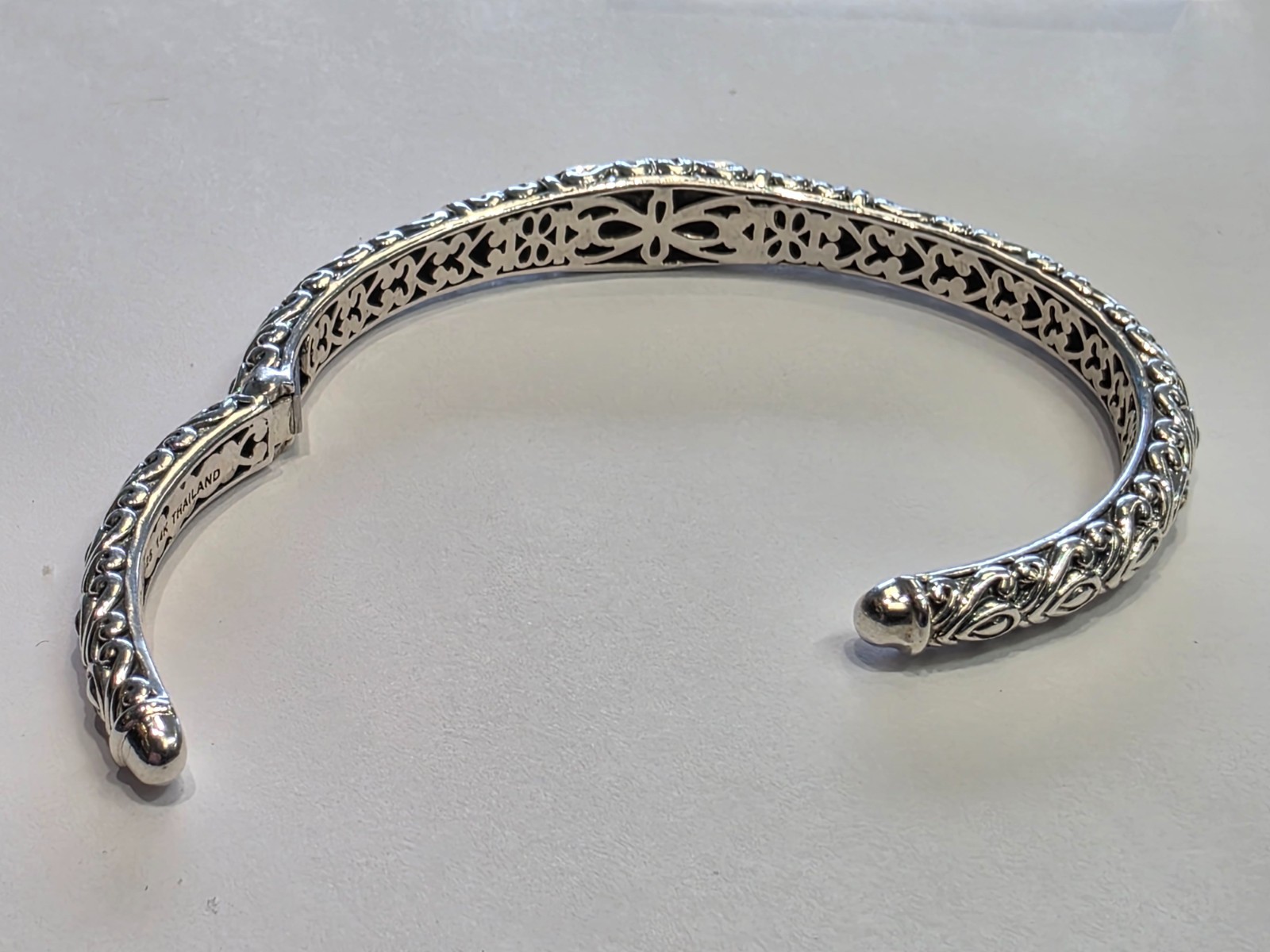 John Hardy Angela sterling silver & 14k yellow gold hinged 6″ cuff bracelet