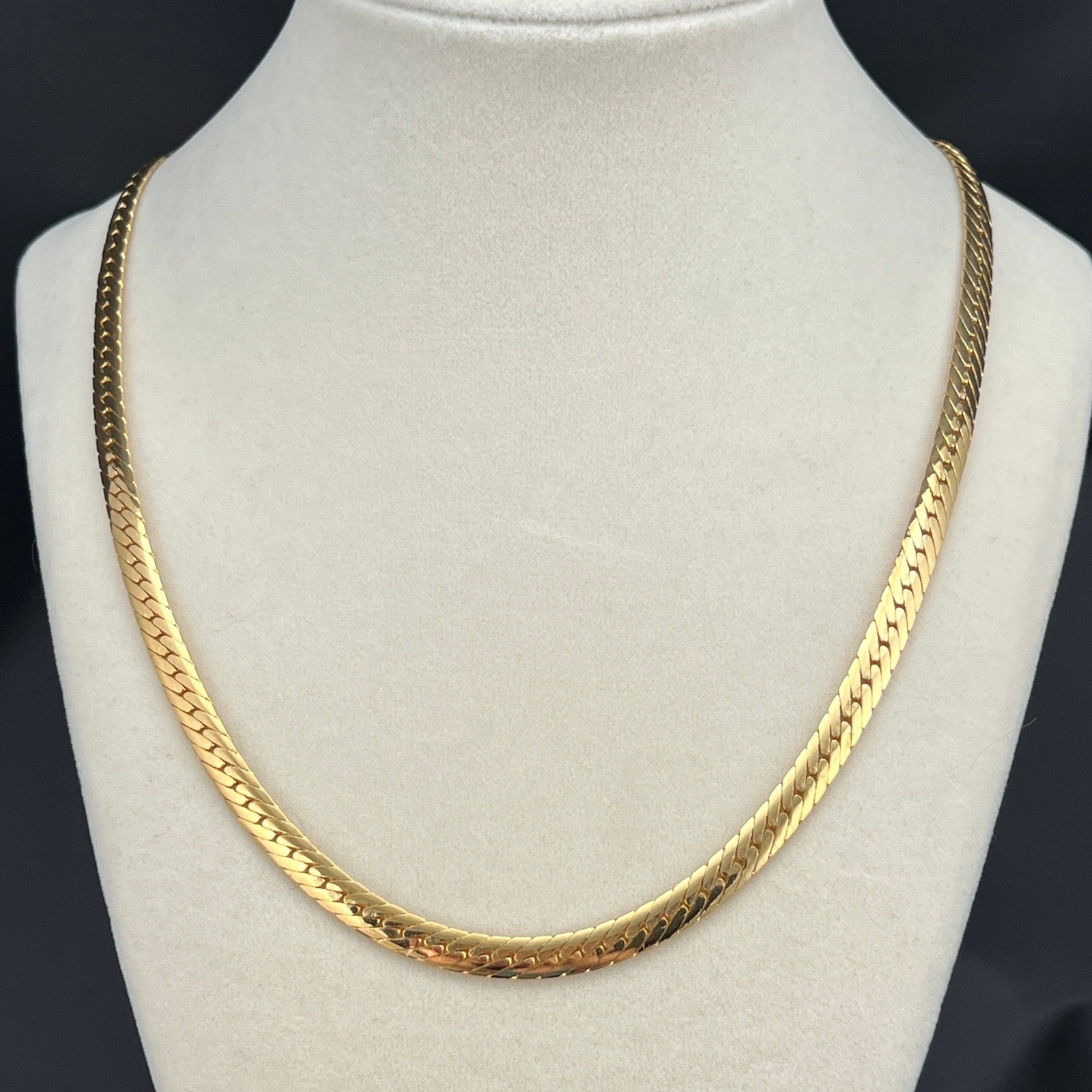 Herringbone Chain Necklace 14K Gold Plated Flat Snake Link 5mm 20″ READ