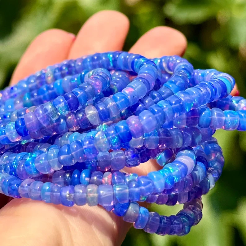 Blue Opal Beads, 3mm to 4mm, Blue Gemstone Beads, Blue Ethiopian Opal,