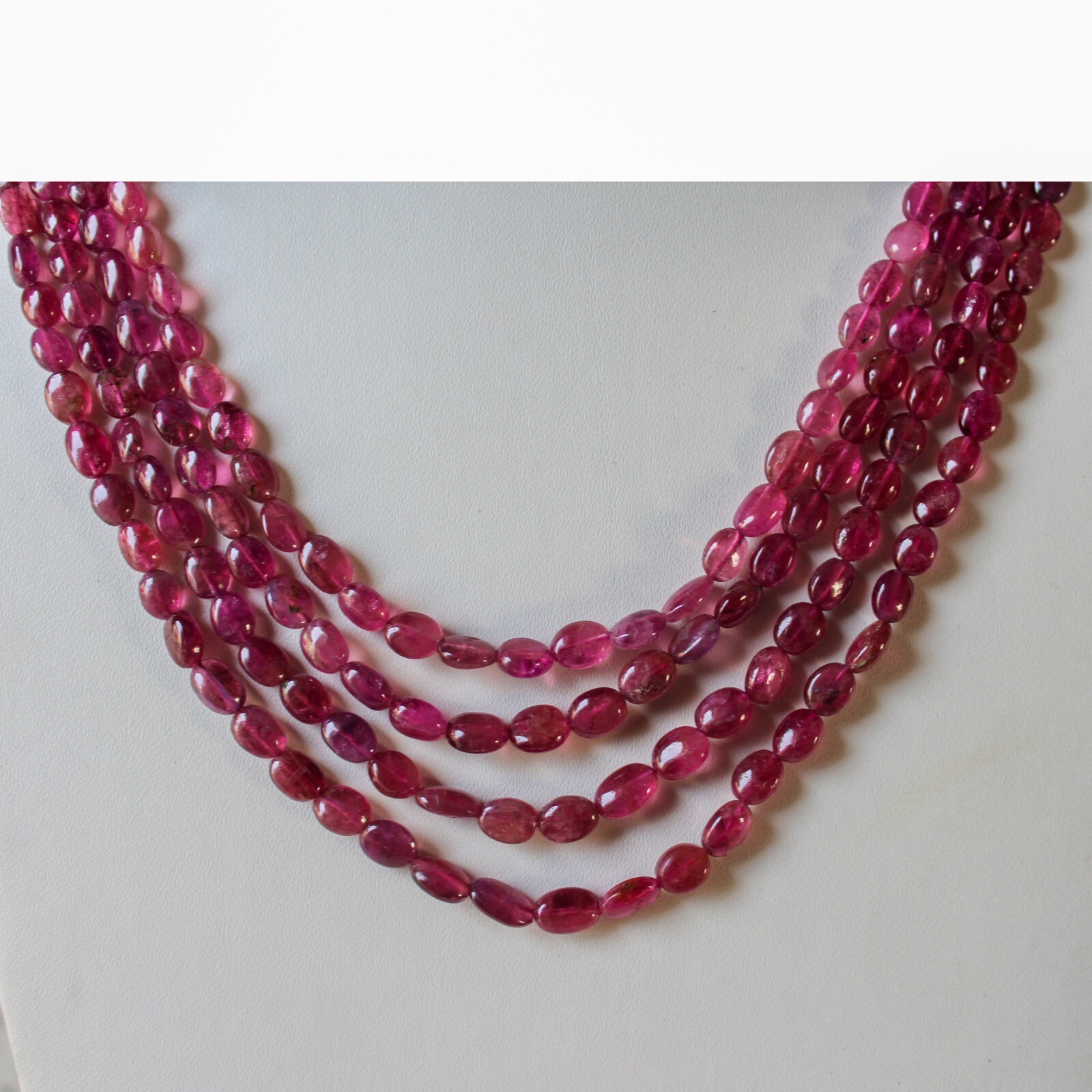 188 Cts. Natural Pink Tourmaline Fine Smooth Beads Necklace Size=16″ Approx.