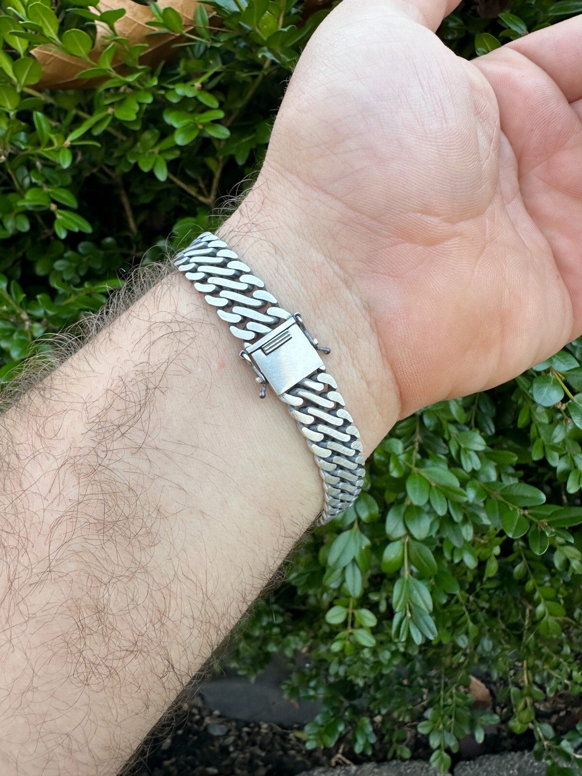 Custom Double Miami Cuban Figure Eight Link Bracelet 12mm Wide Real 925 Silver
