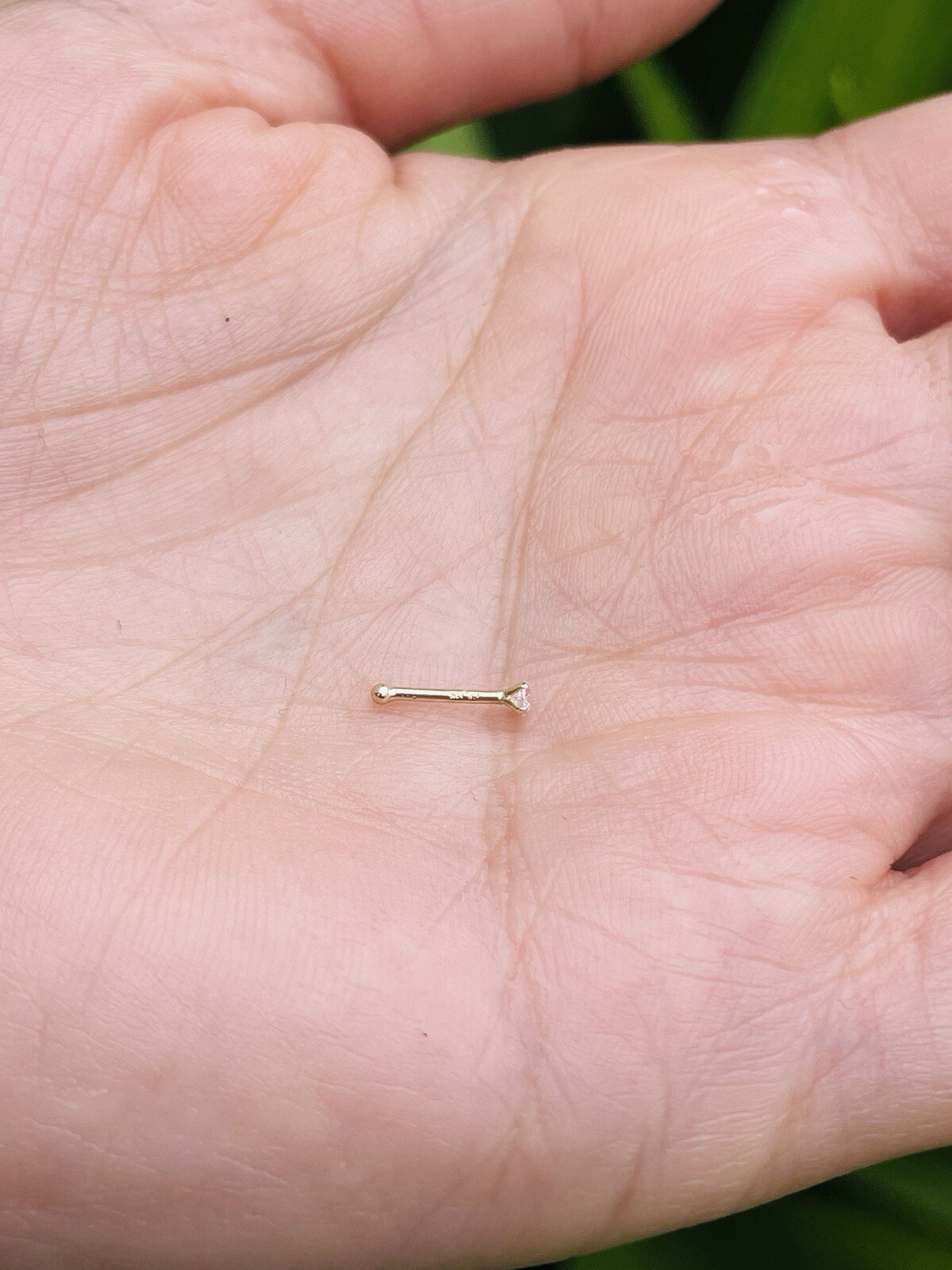 Natural Genuine Diamond Nose Stud Ring 2mm VS 14k Solid Yellow Gold 20g