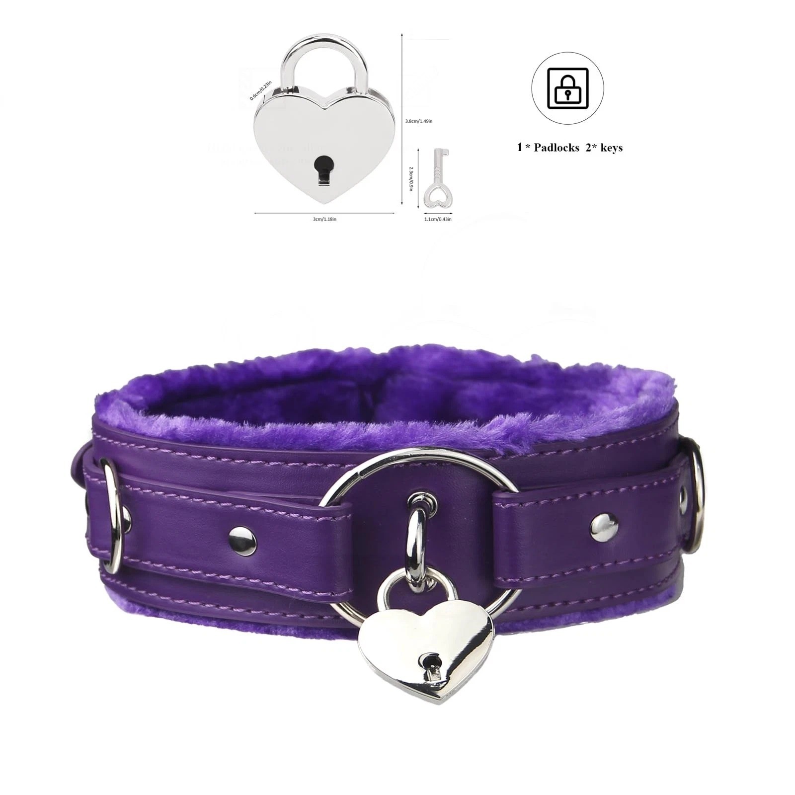Leather choker Collar with Lock Adjustable Size for women