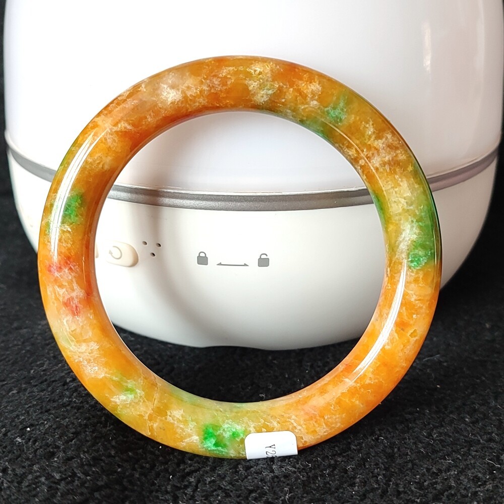 Certified Grade A Yellow Green 57mm Natural Burma Jade jadeite Bangle Bracelet