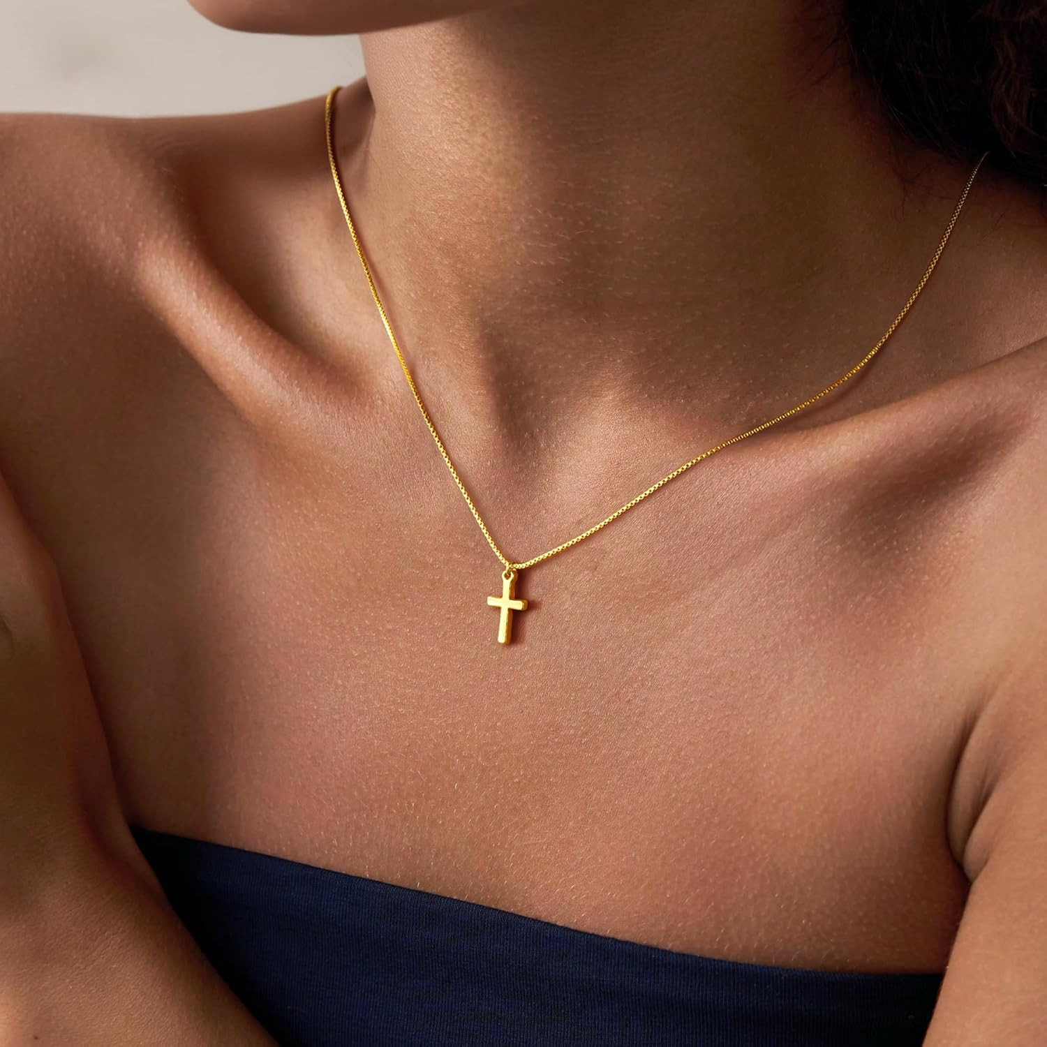 Cross Necklace for Women Teen Girls Kids,14K-Gold-Plated Necklaces | Dainty Cros