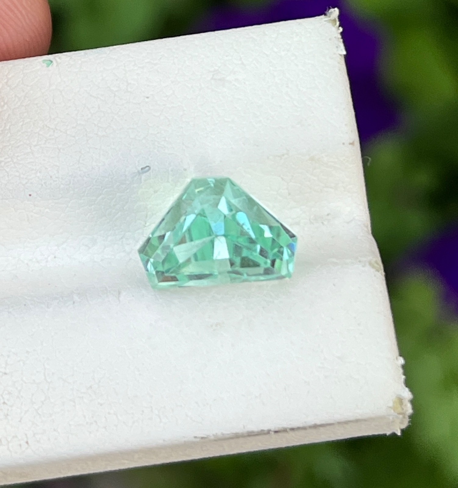 5.15 cts Natural Cut Kunzite trillion shaped loose gemstone from Afghanistan.
