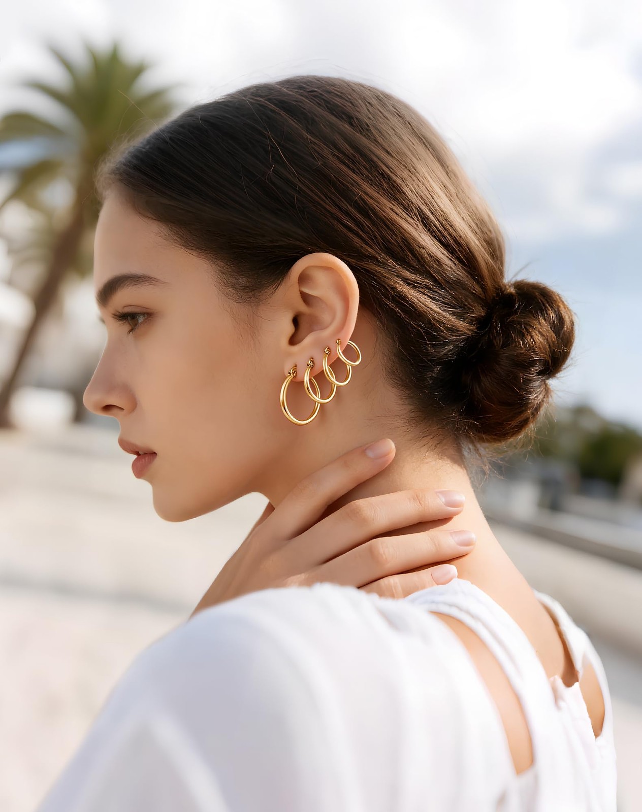 4 Pairs Gold Silver Hoop Earrings for 10mm, 12mm, 15mm, 20mm, – 4
