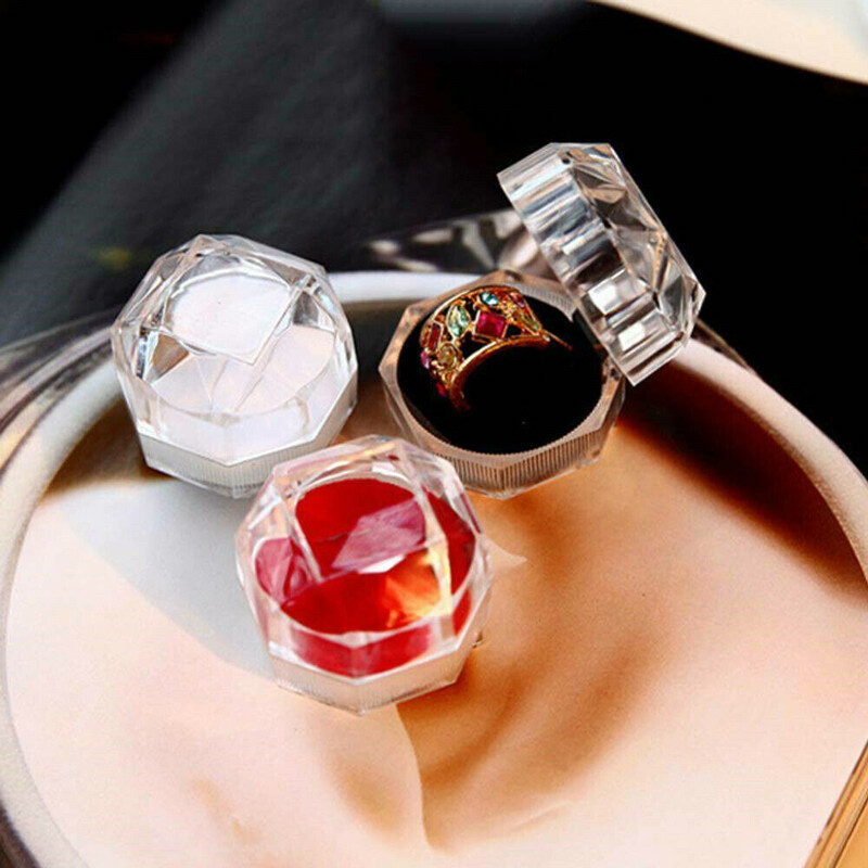Wholesale 1/5/10/20Pcs Plastic Clear Crystal Jewelry Ring Display Storage Boxes