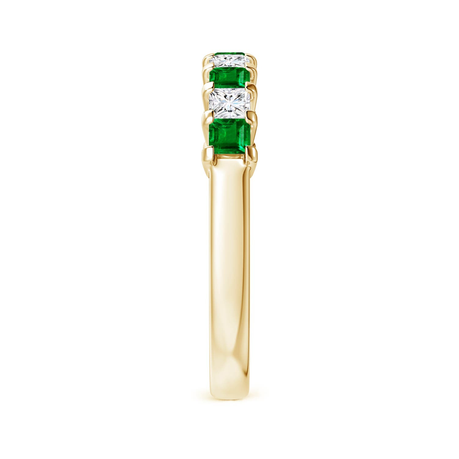 Angara Natural Square Emerald and Diamond Wedding Ring in 14K Solid Gold (2.6MM)