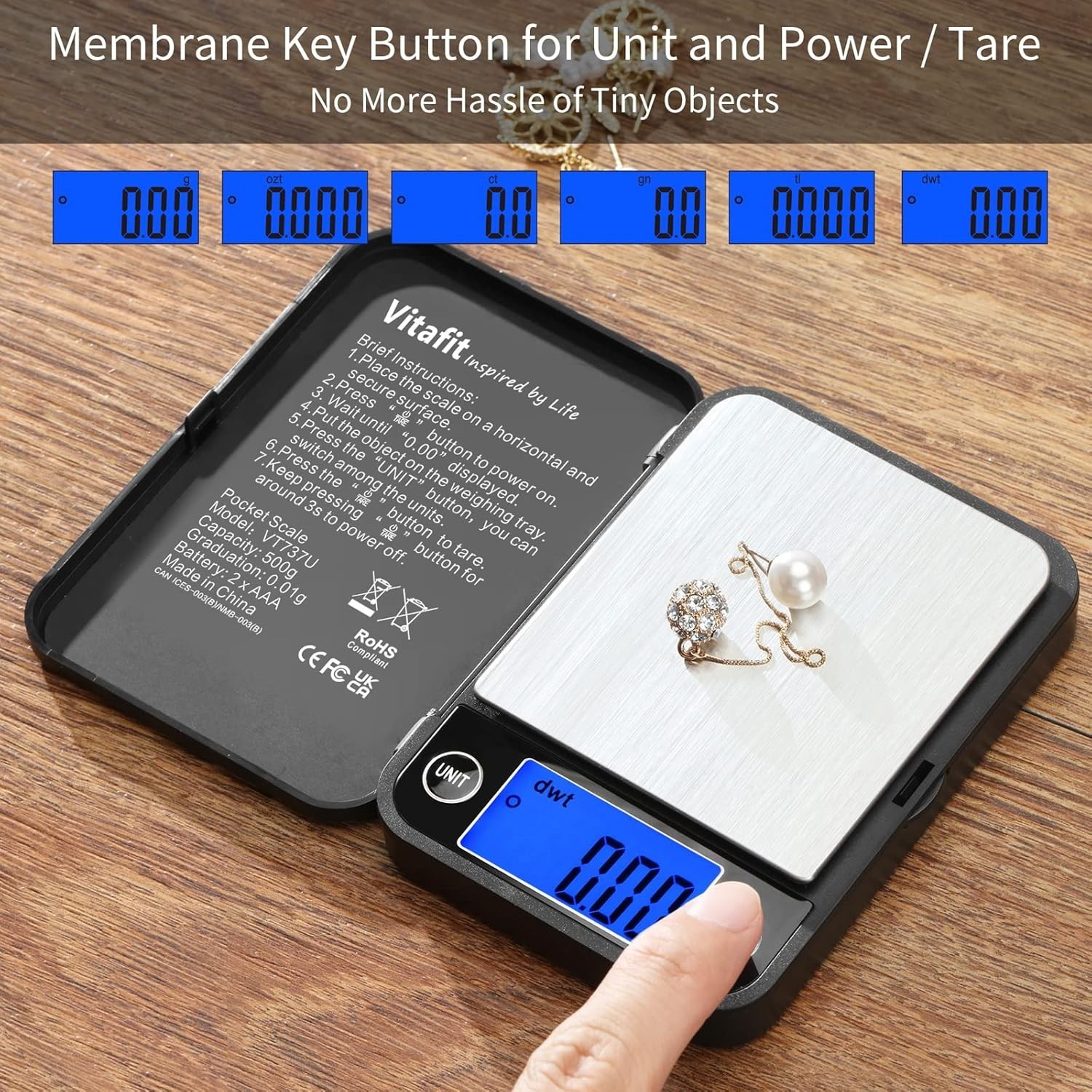 Digital Pocket Scale 500g 0.01g High Accuracy Lab Food Jewelry Mini