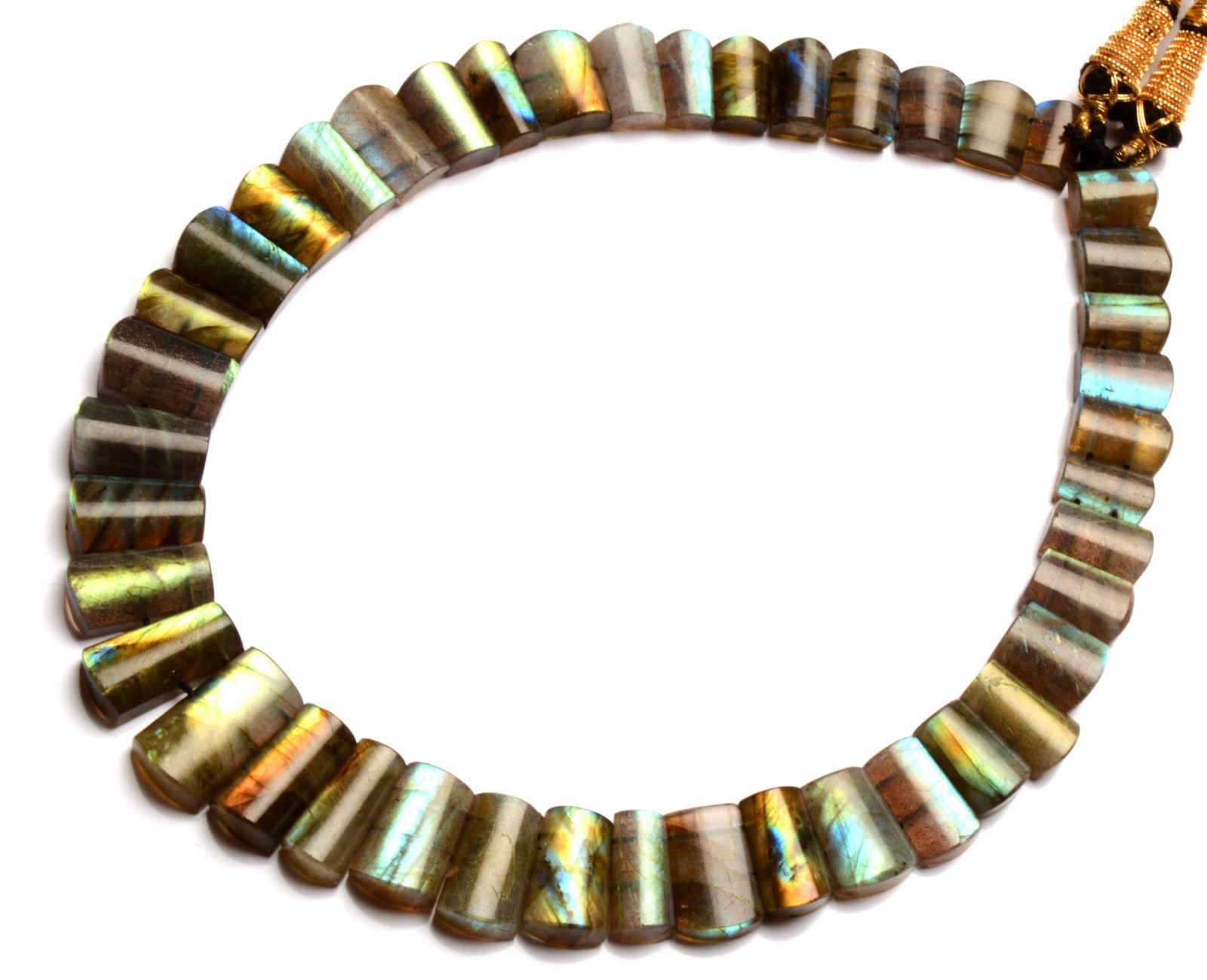Rainbow Fire Labradorite 11-20mm Faceted Cut Beads Adjustable Length Necklace