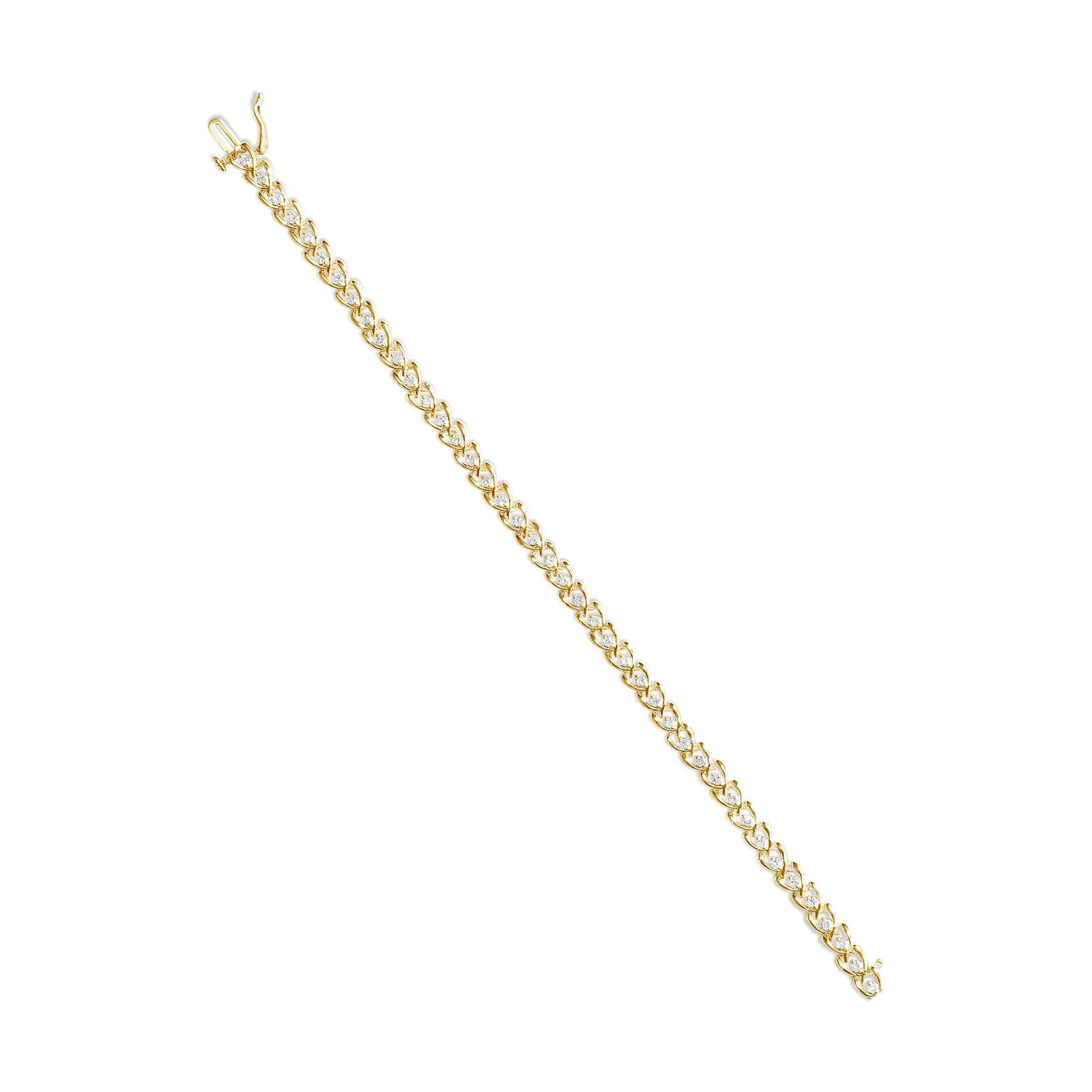 6.80 Ct Round Simulated Diamond 925 Yellow Sterling Silver Tennis Link Bracelet